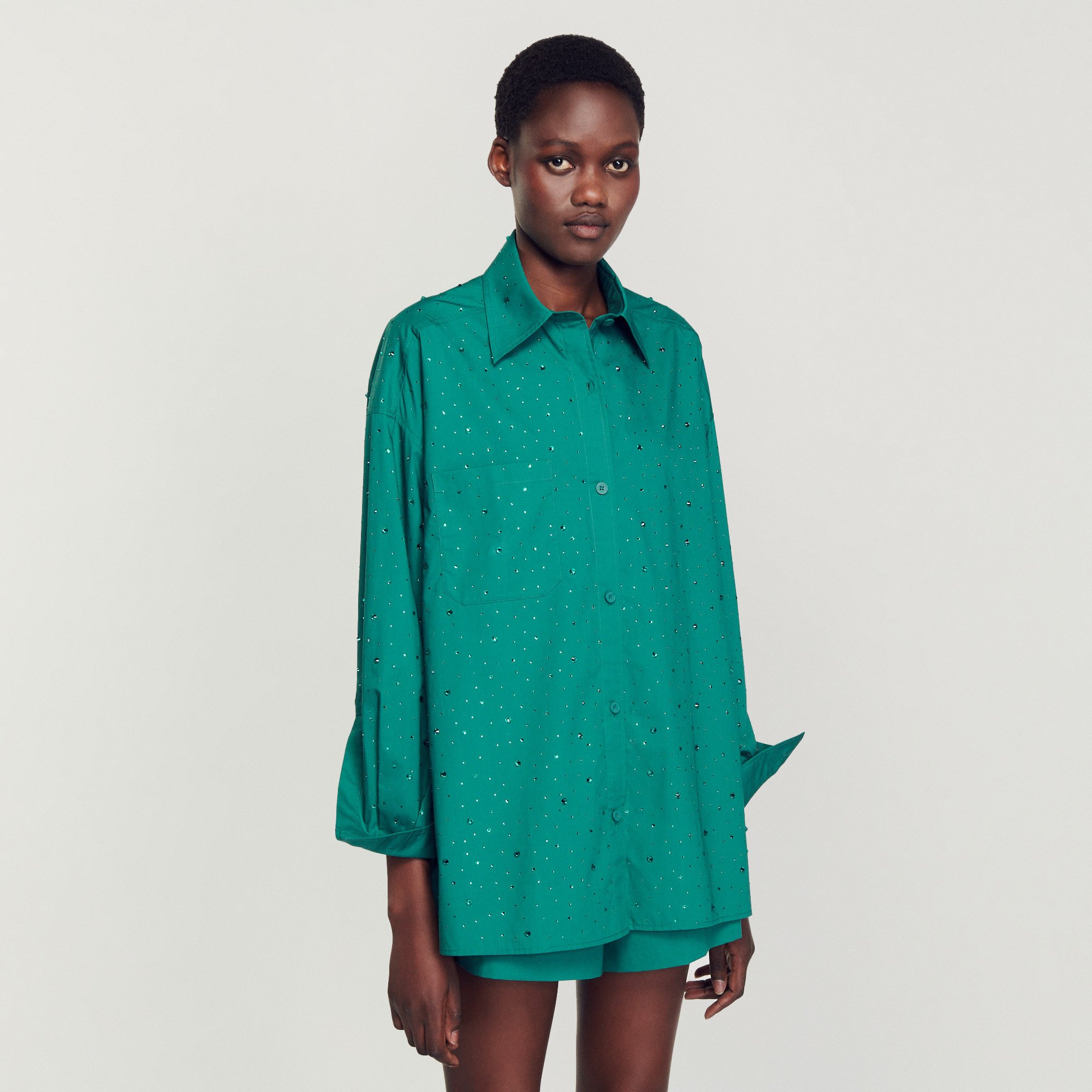 Rhinestone-embellished shirt