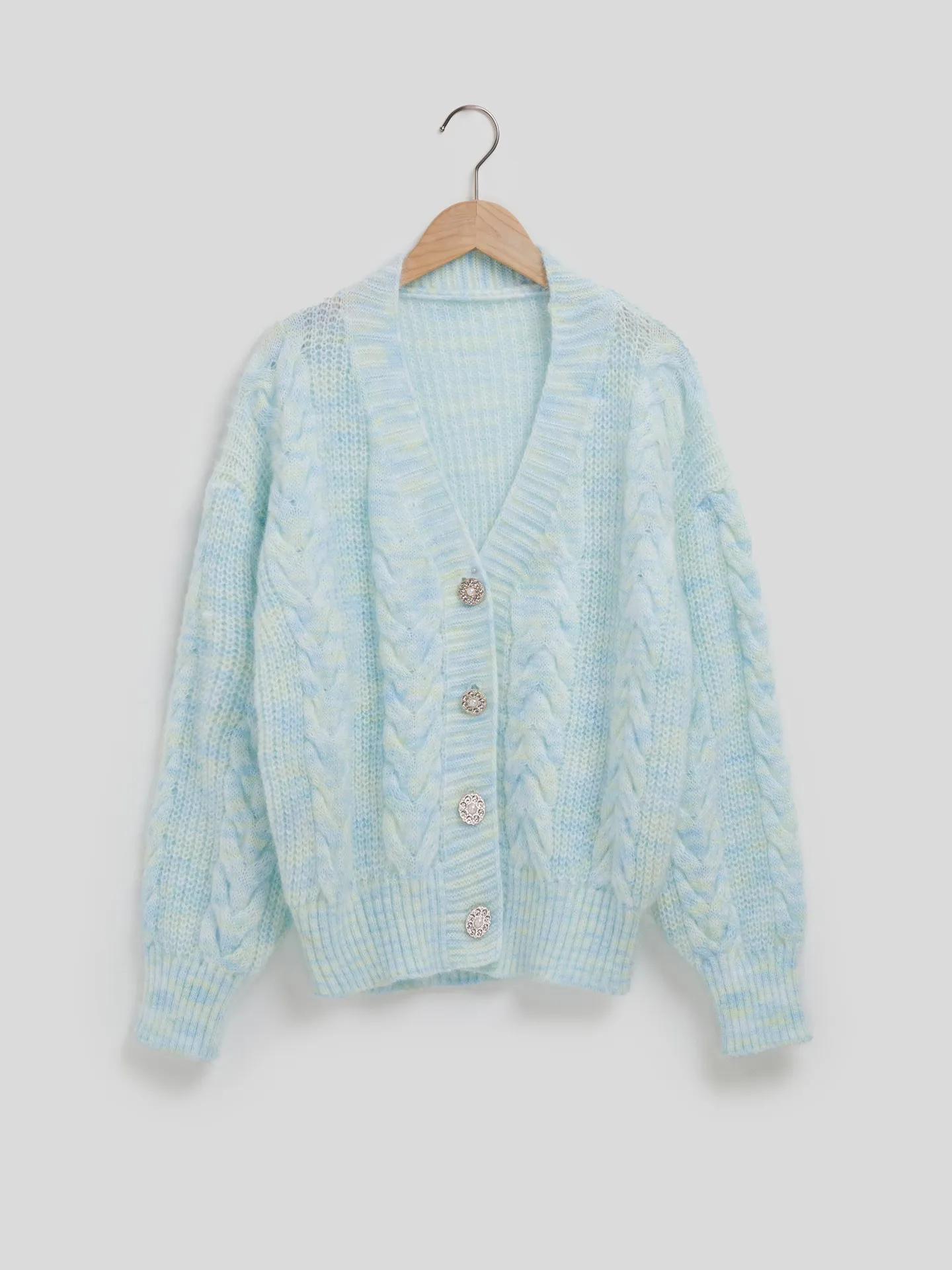 Buttoned Knit Cardigan IN Light Blue