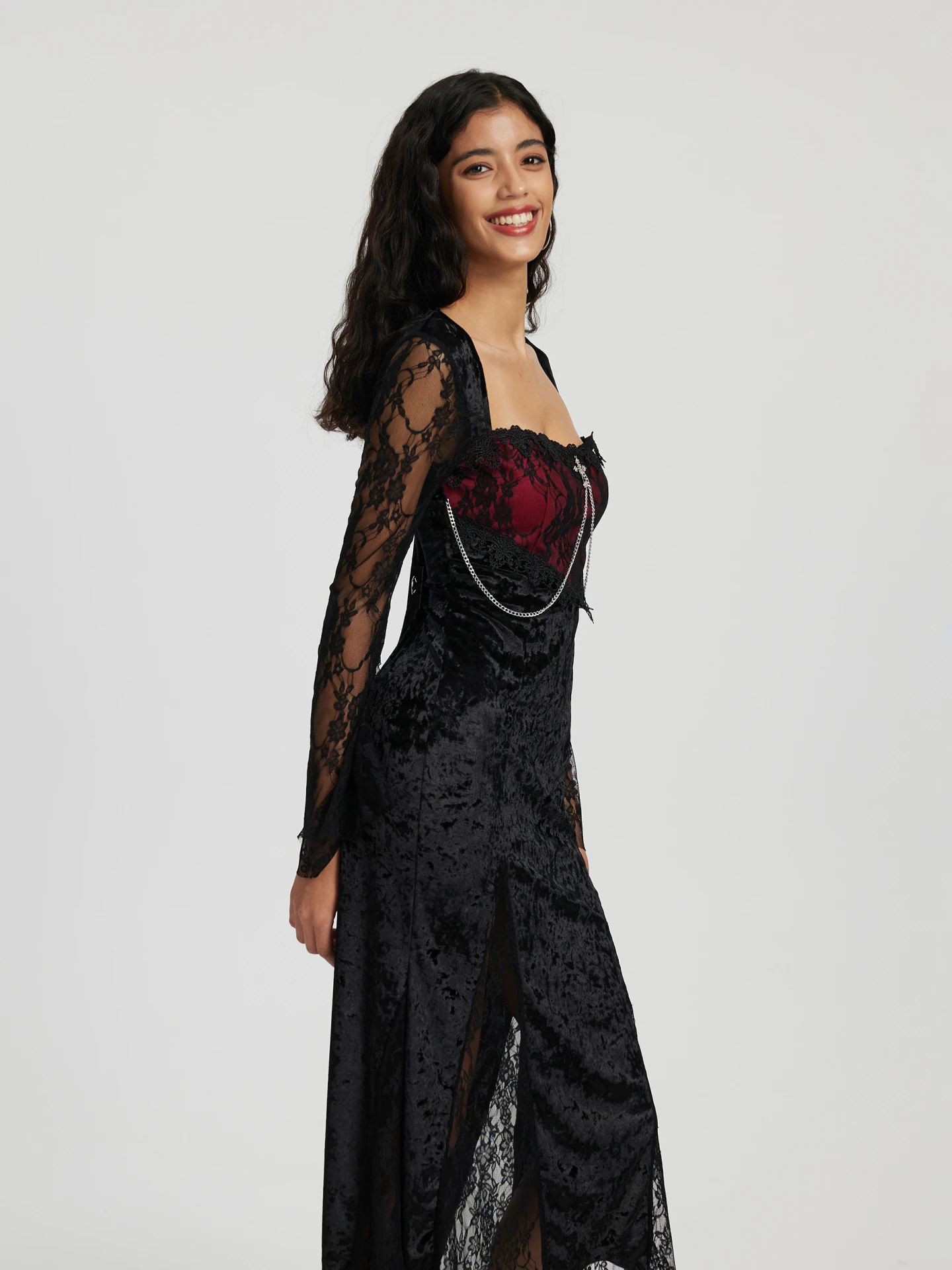 View More Patchwork A-Line Dress in Black