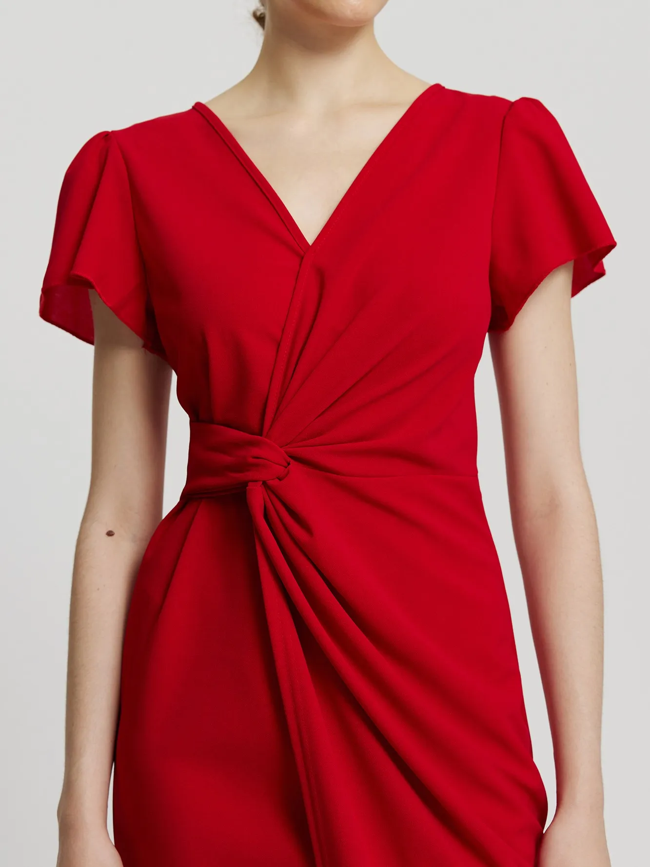 Knotted Bodycon Dress In Red
