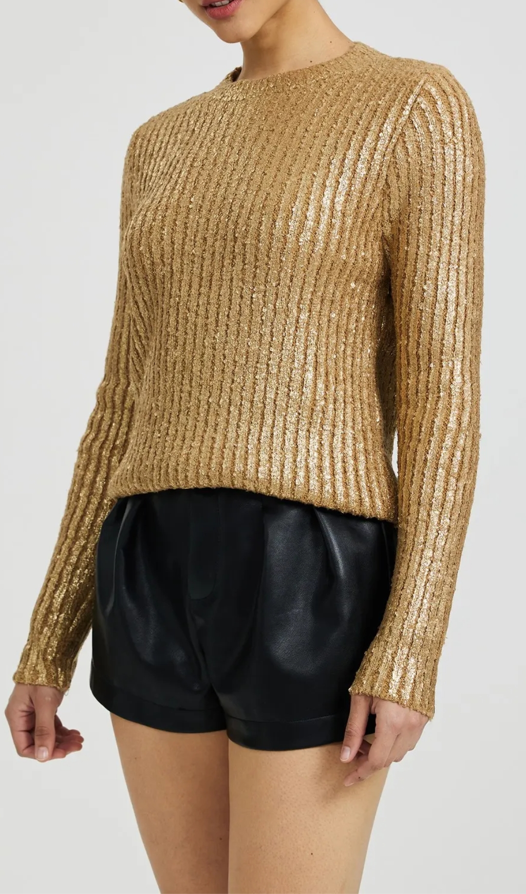 Shimmer Knit Pullover In Gold
