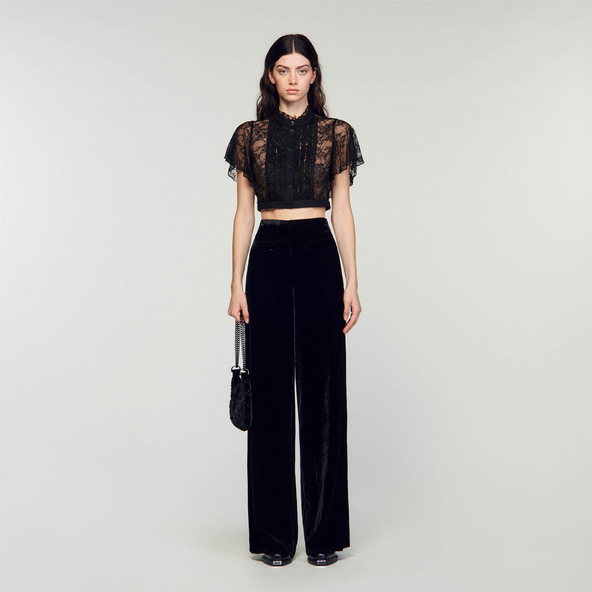 Wide-leg velvet pants