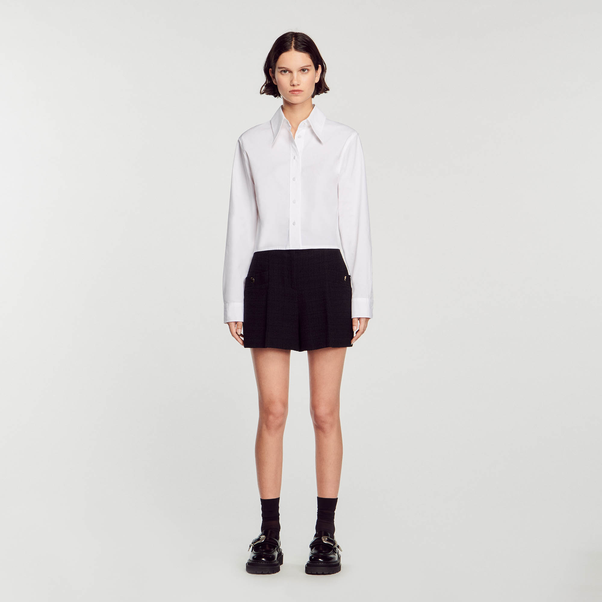 Tweed high-waisted shorts