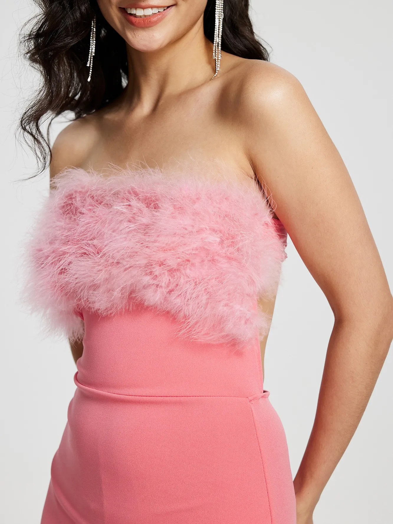 Feather Bodycon Dress IN Pink