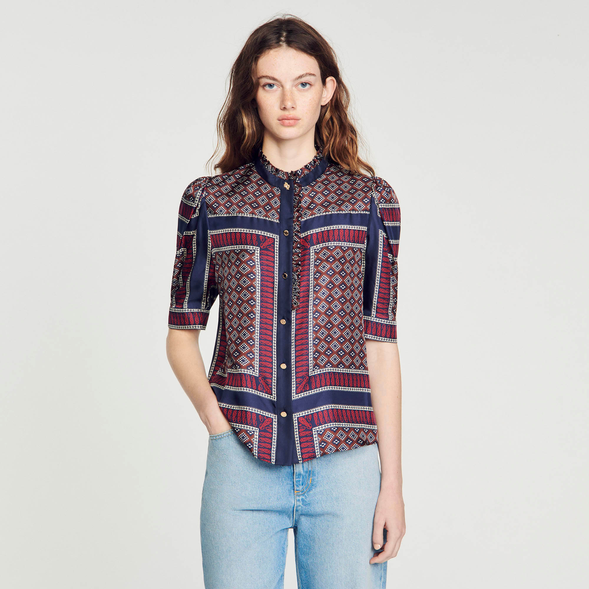 Patterned silk shirt