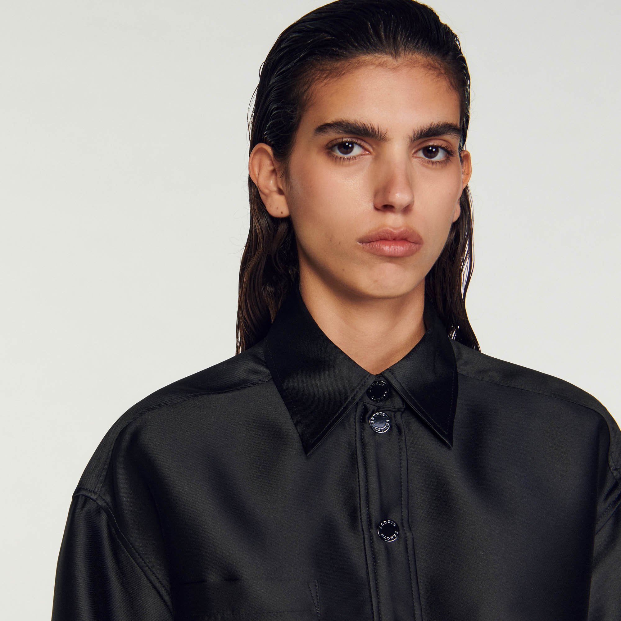 Oversized satin-effect shirt