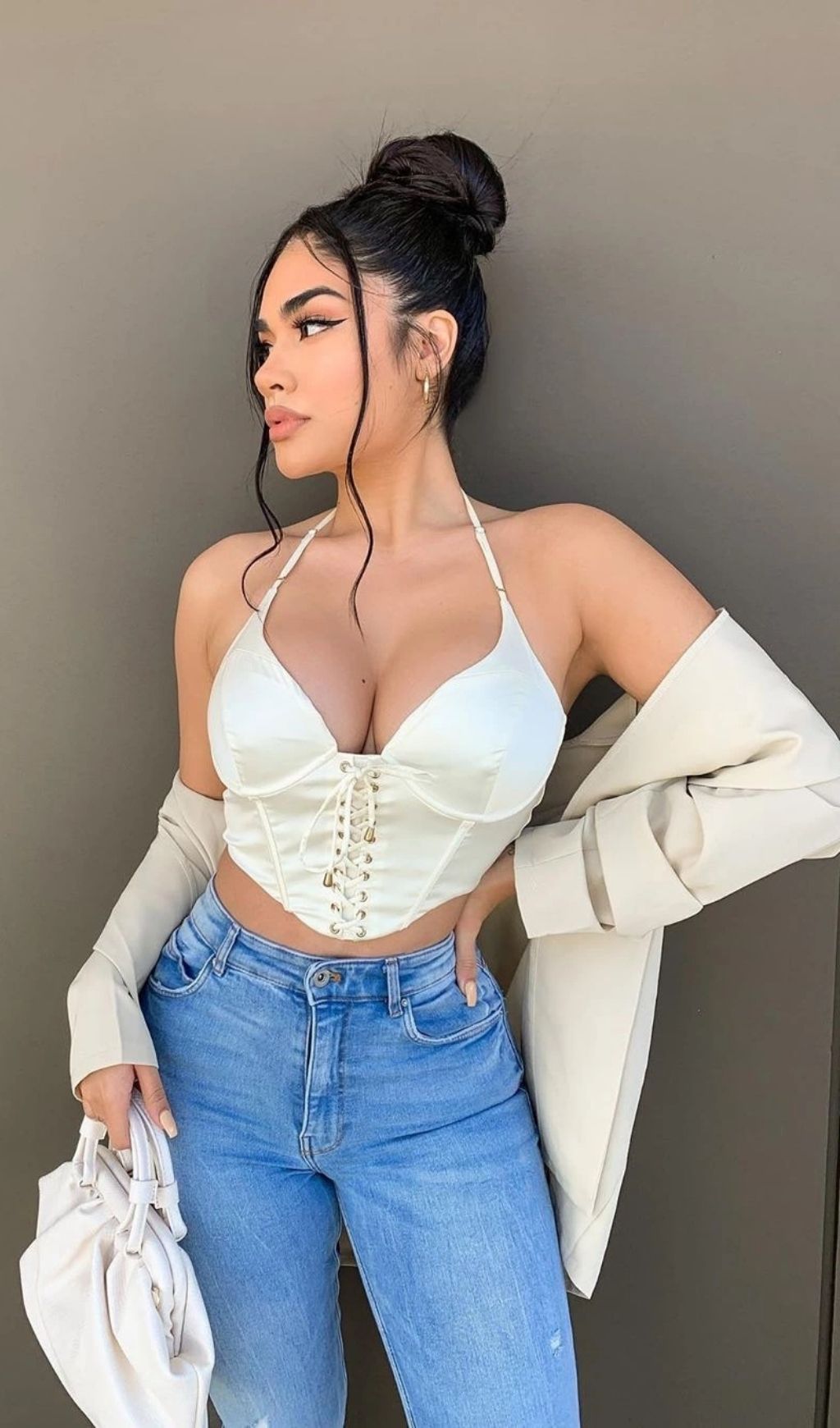 Halter satin camisole top.