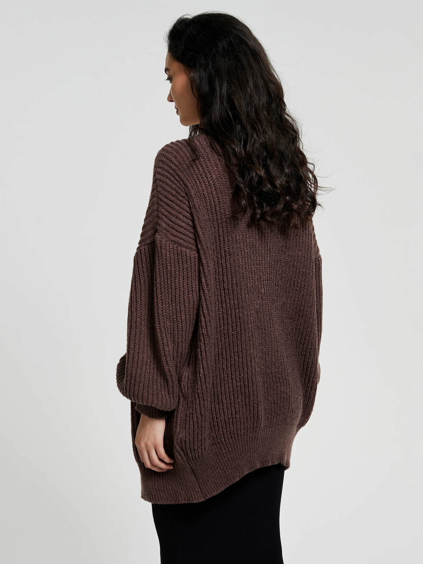 Buttoned Knit Cardigan IN Brown