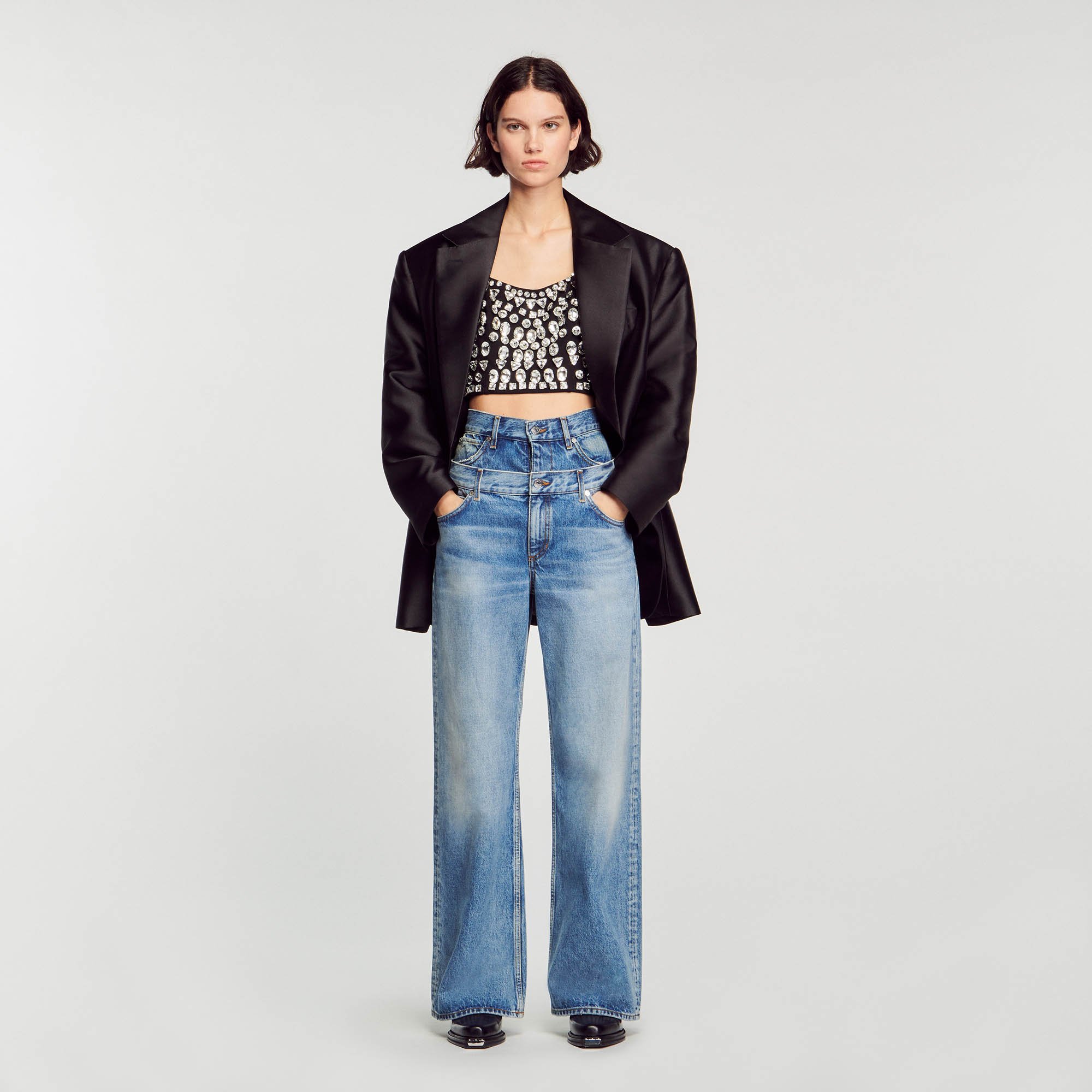 Top embellished with rhinestone gems