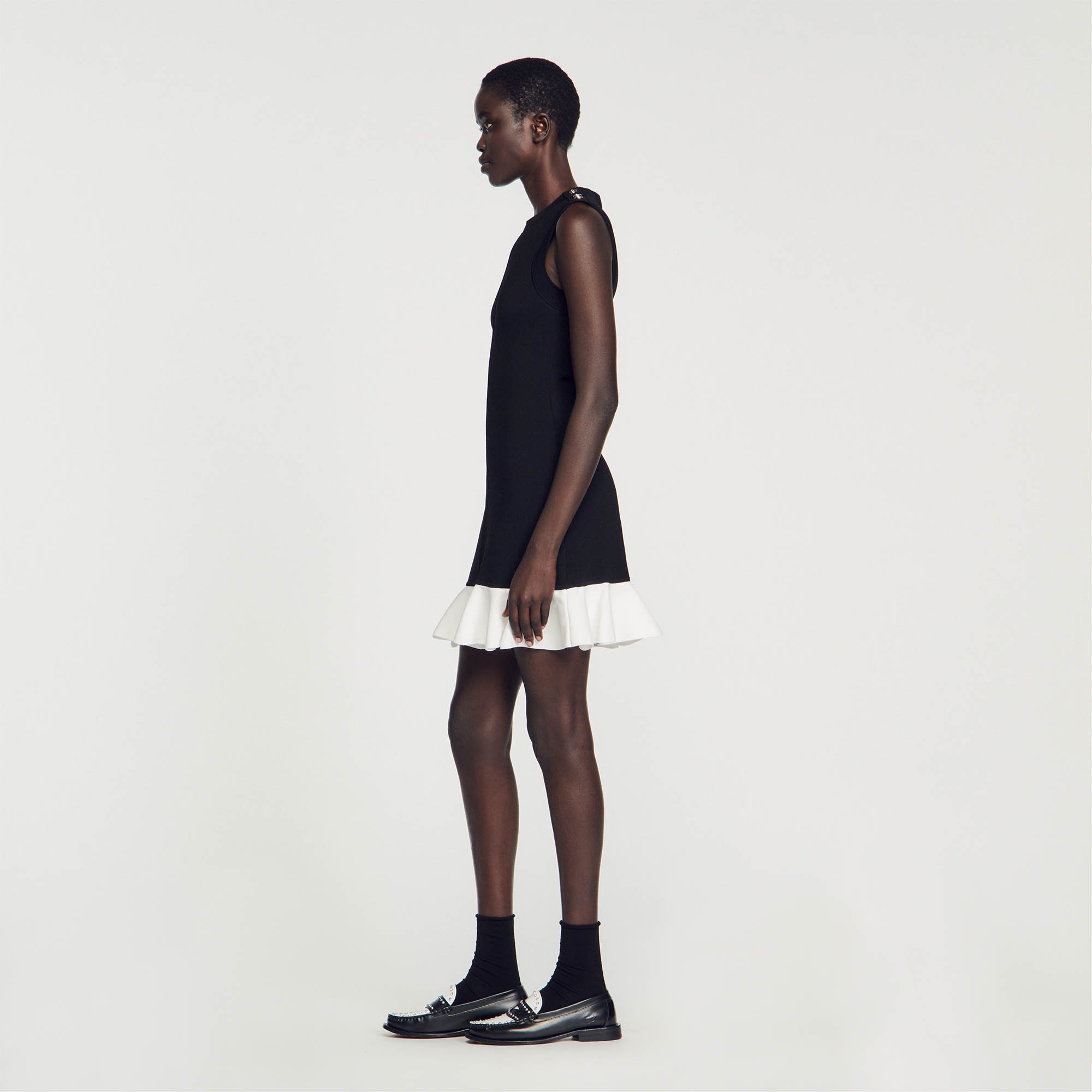 Cropped two-tone dress