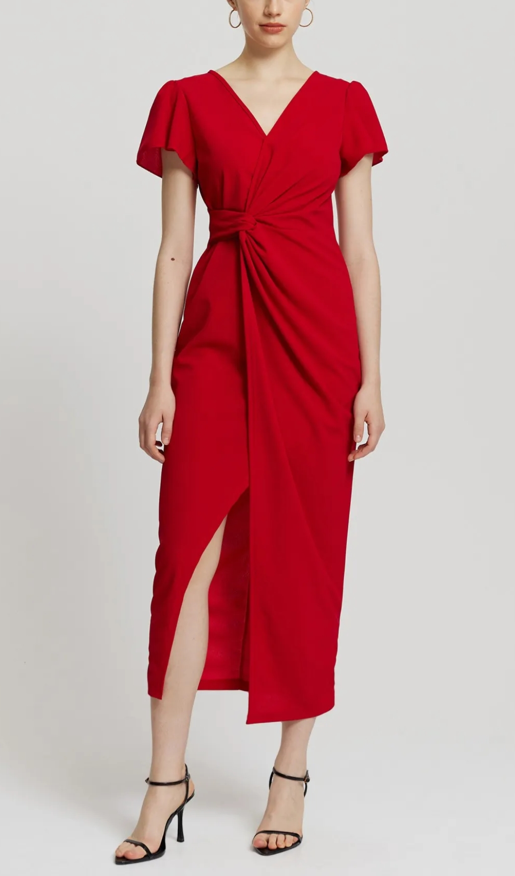 Knotted Bodycon Dress In Red