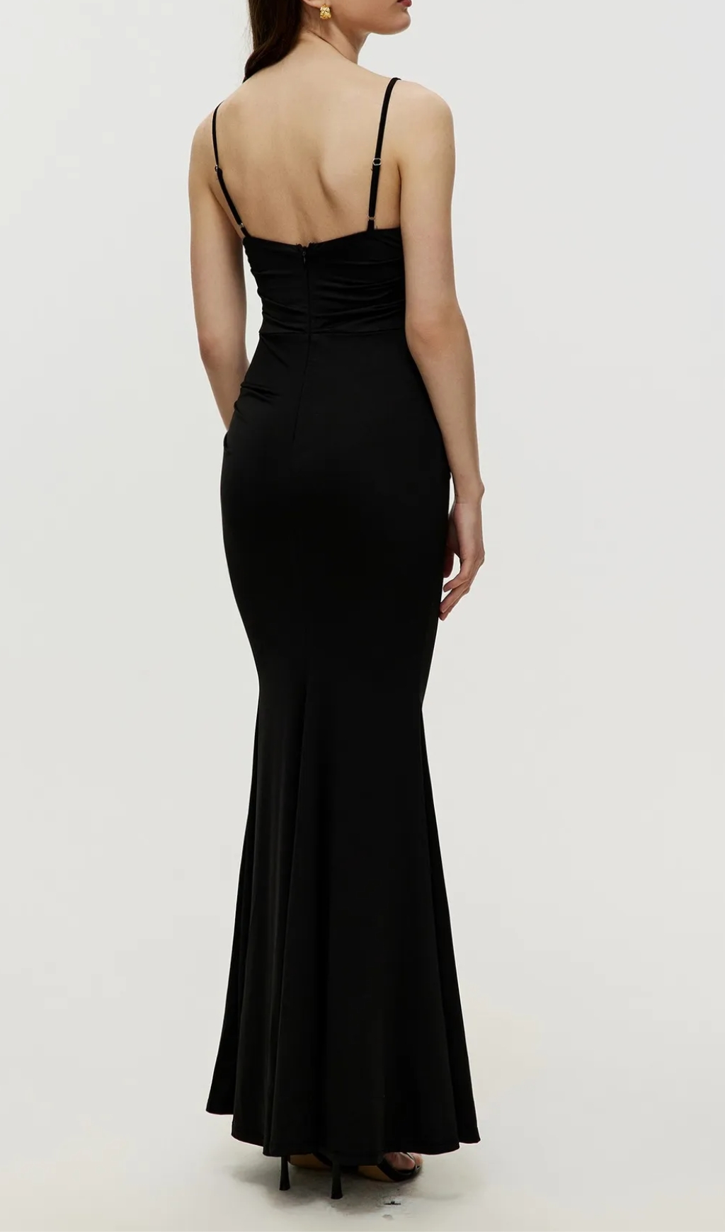 Maxi Gathered Cami Dress in black