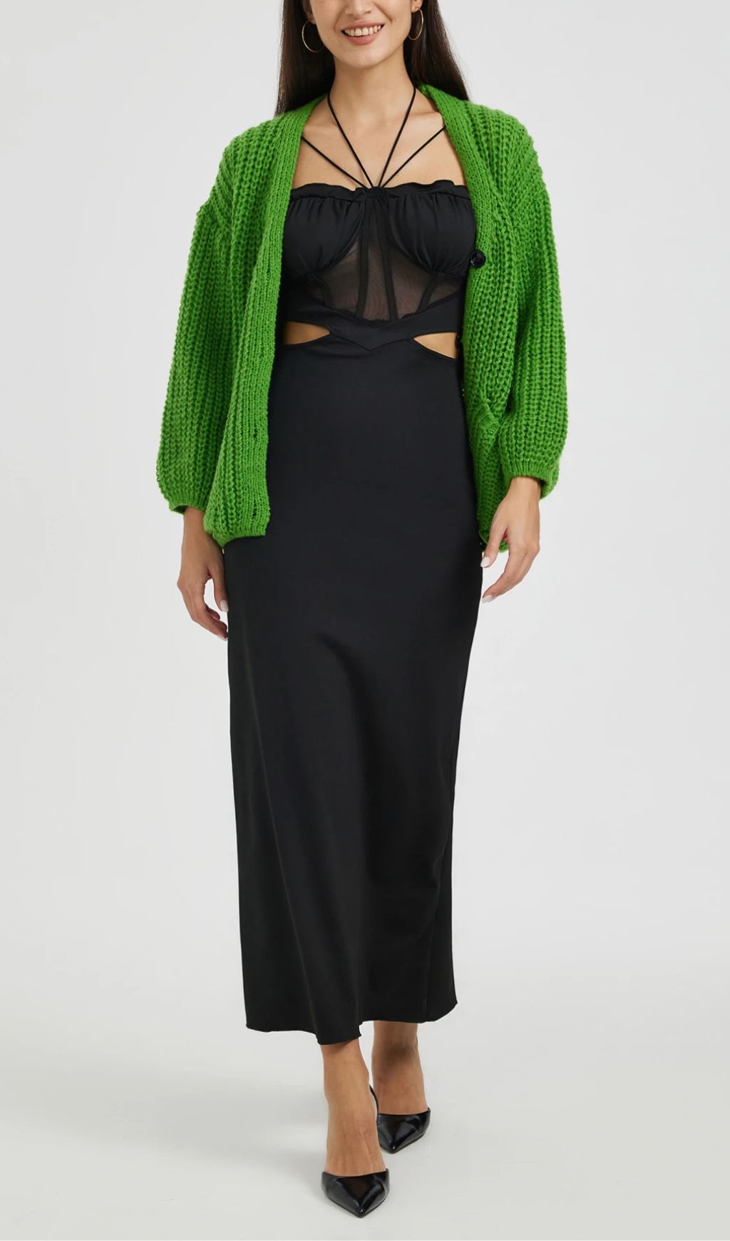 Knit Cardigan IN Green