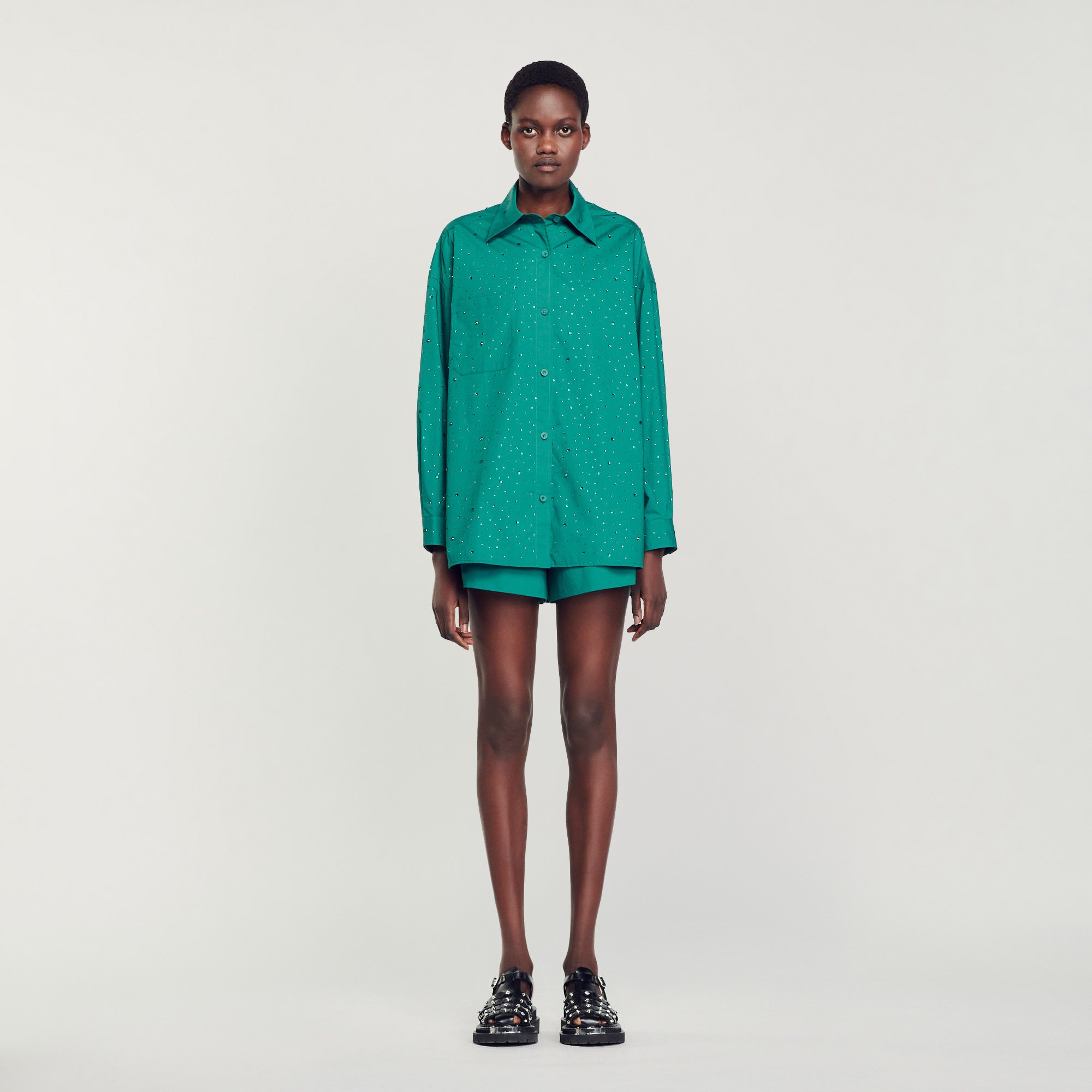 Rhinestone-embellished shirt