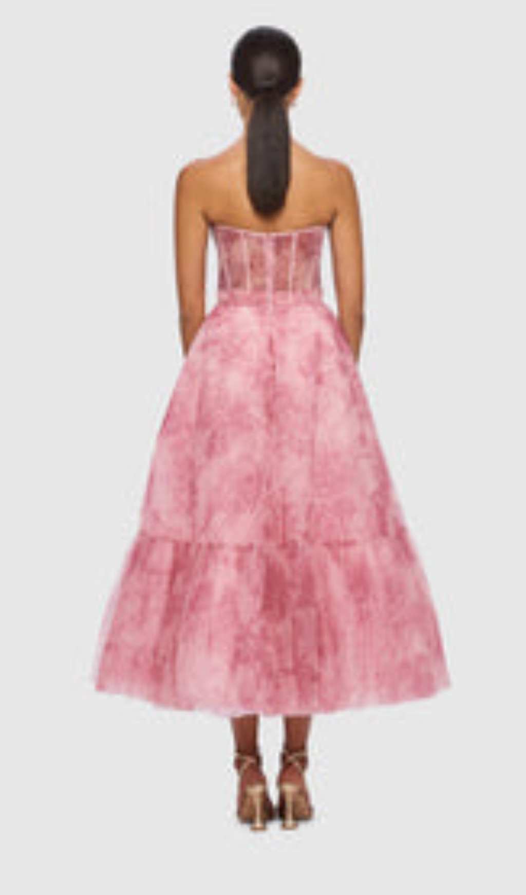 PINK STRAPLESS FLORAL MAXI DRESS