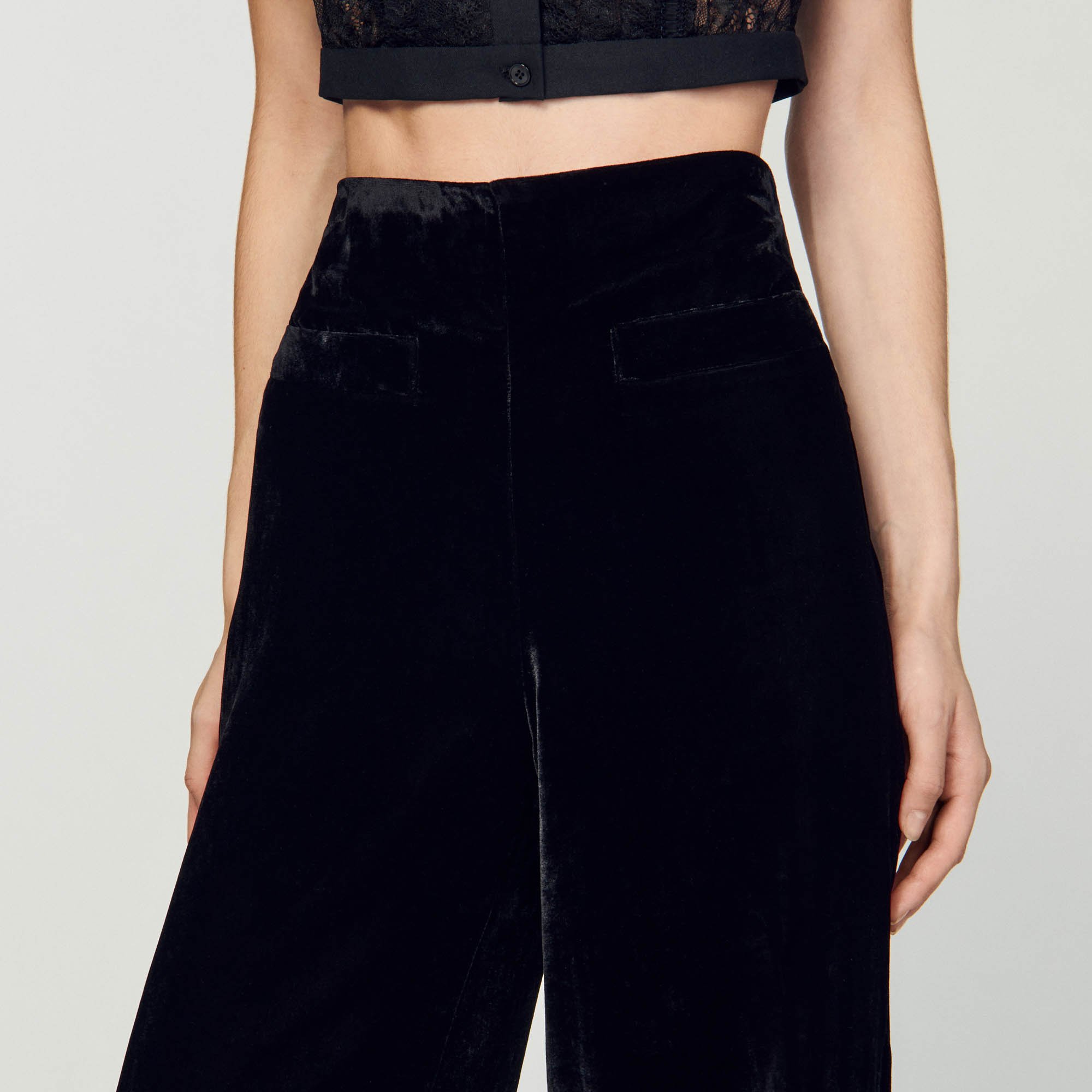 Wide-leg velvet pants