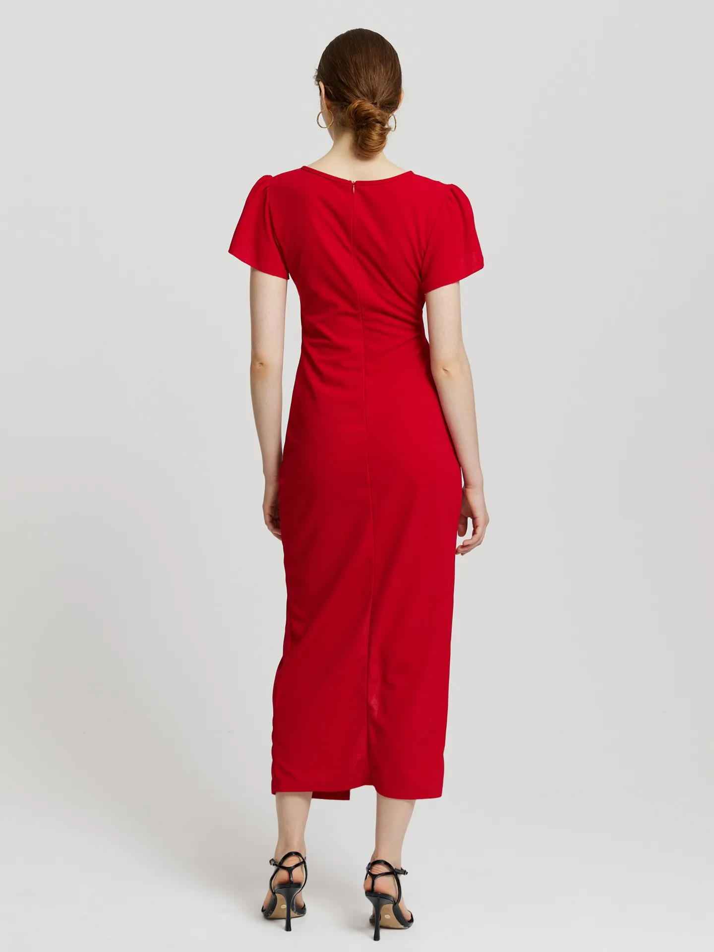 Knotted Bodycon Dress In Red