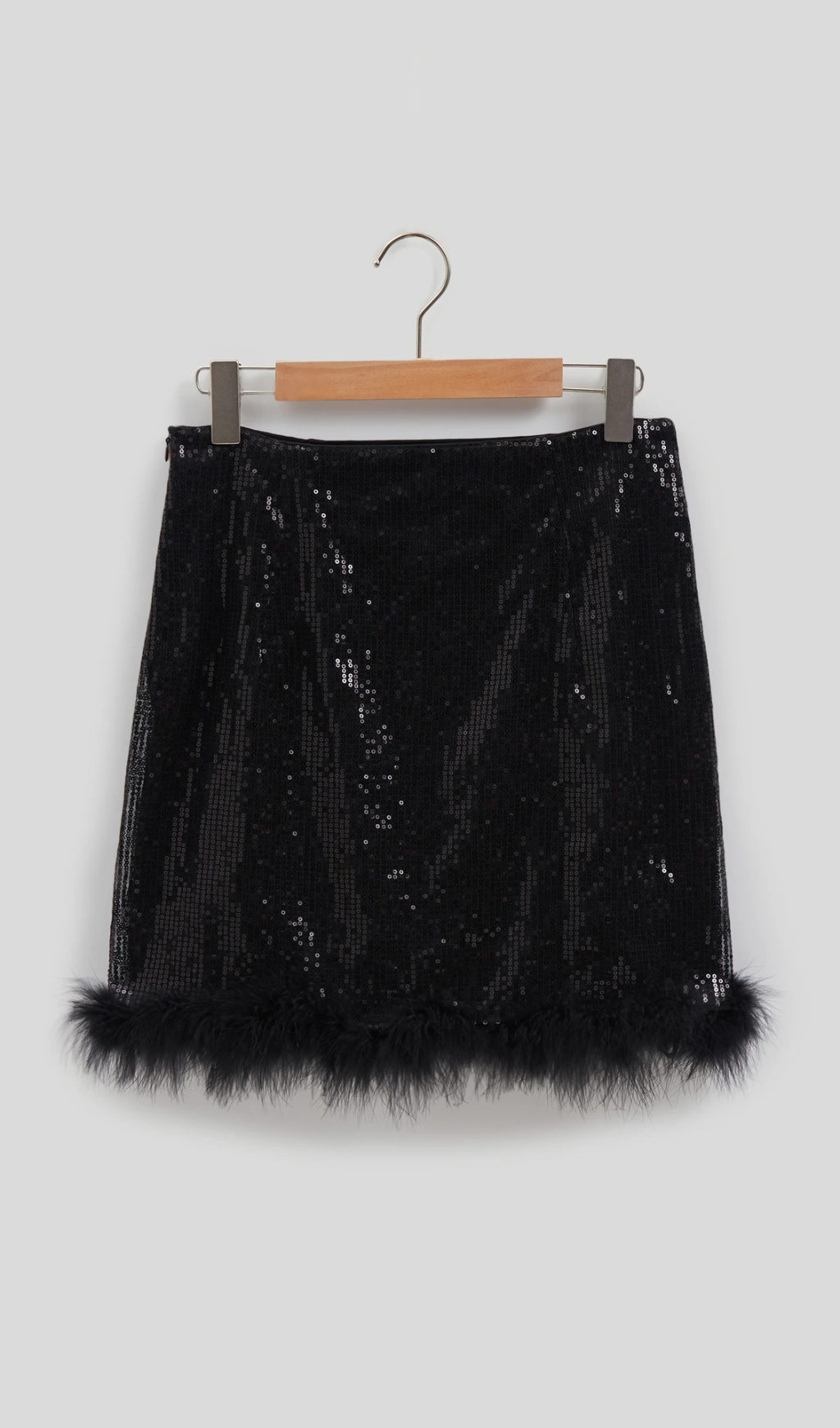 Feather Pencil Skirt in black