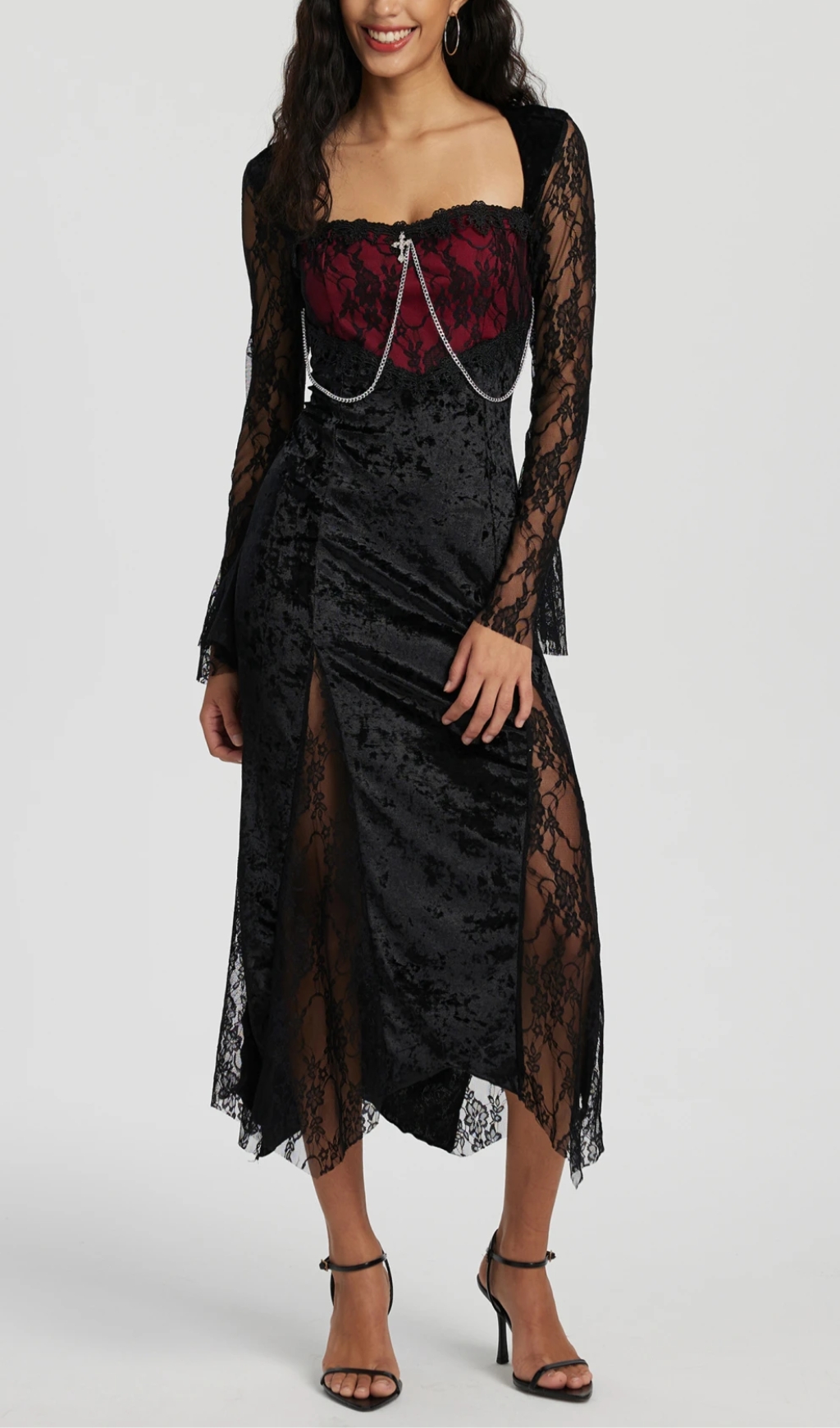 View More Patchwork A-Line Dress in Black