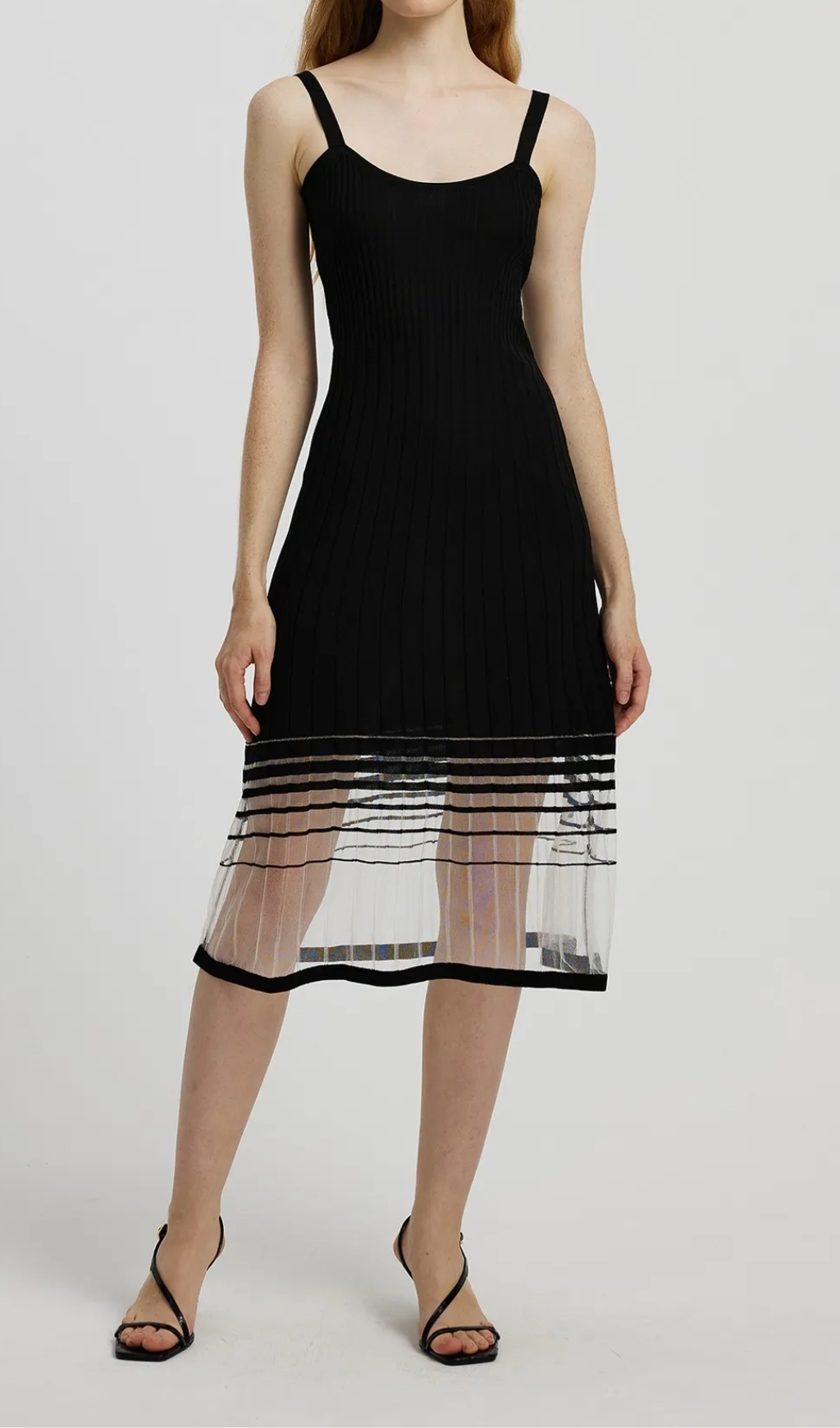 Patchwork Knit Dress In Black