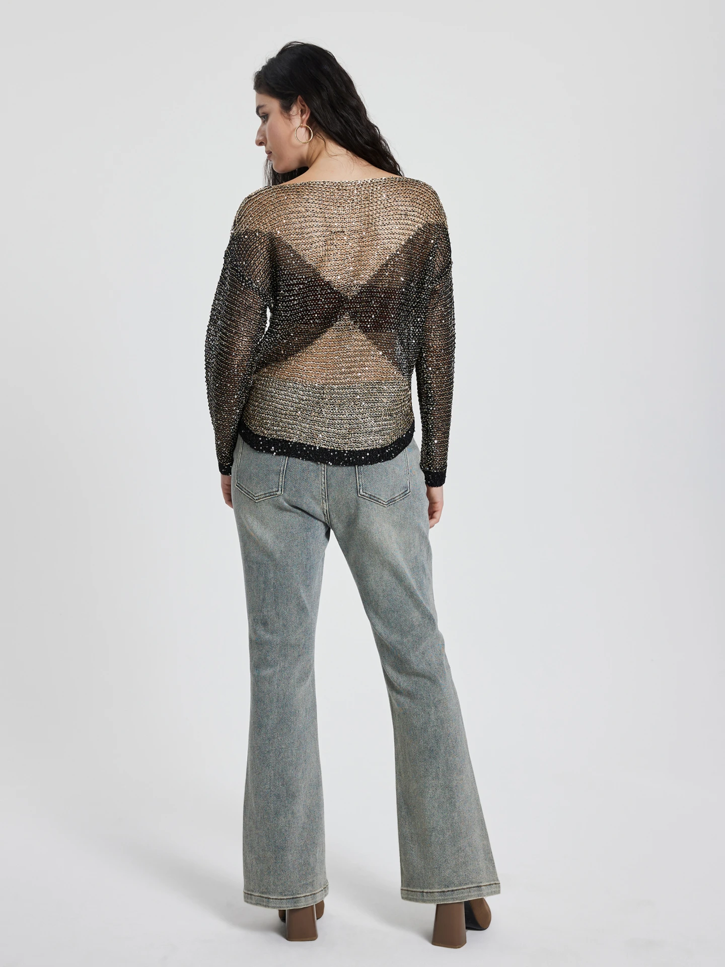 Sequinned Knit Pullover IN Gold