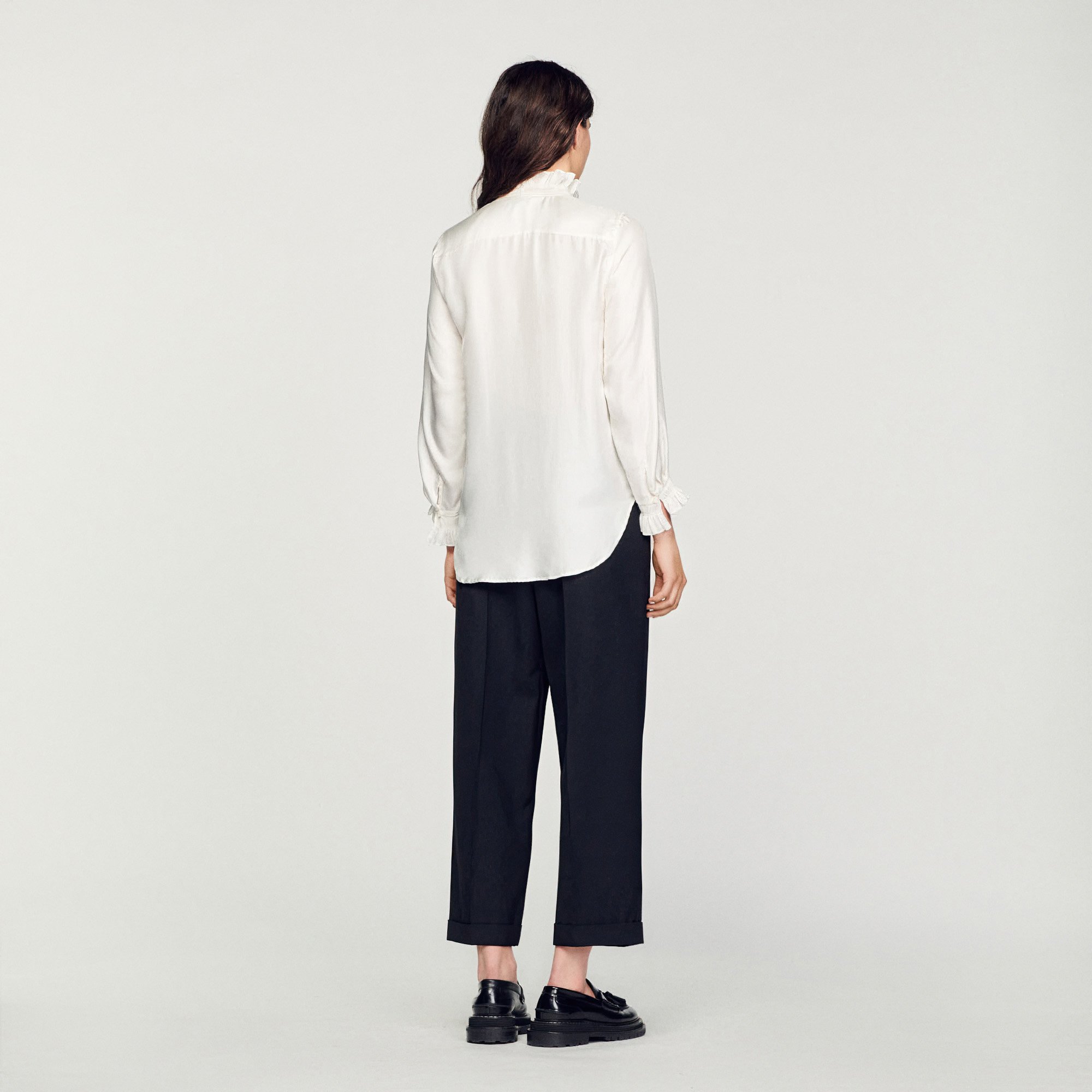 Silk shirt with gathered collar