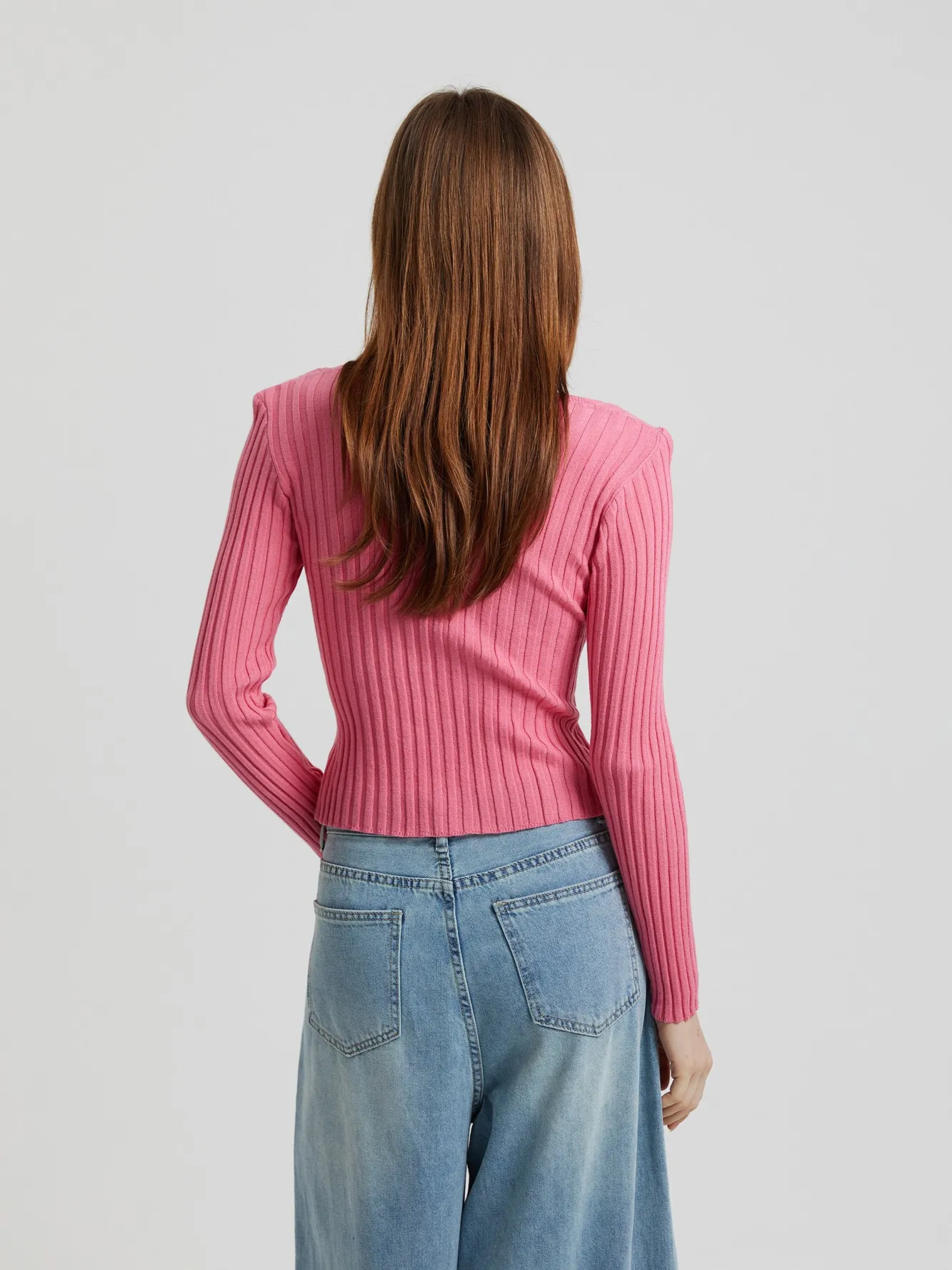 Buttoned Knit Top IN Pink