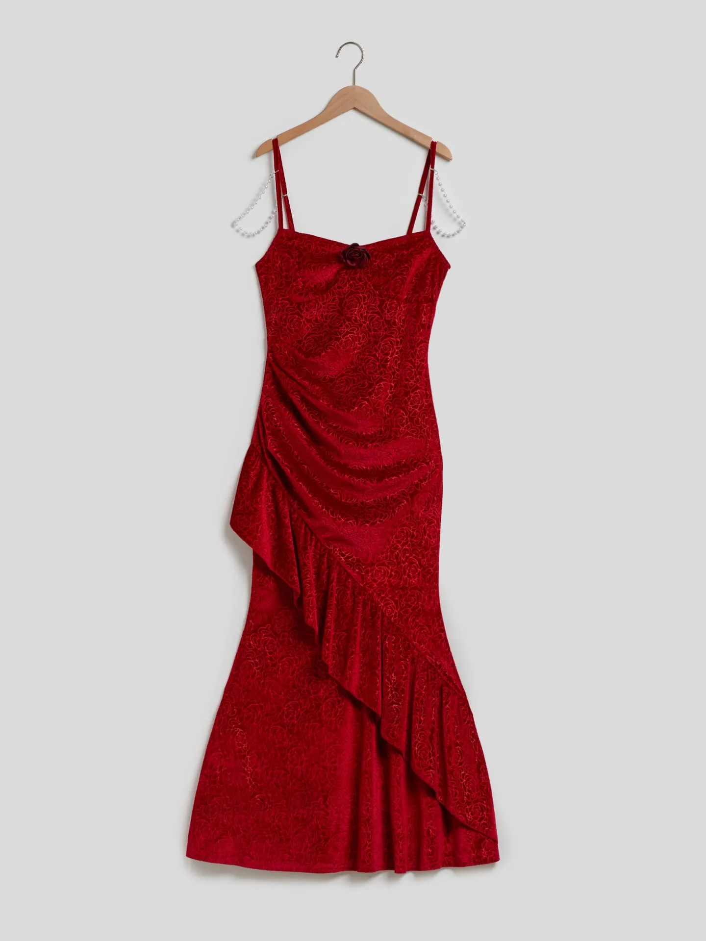 Ruffle Bodycon Dress In Red