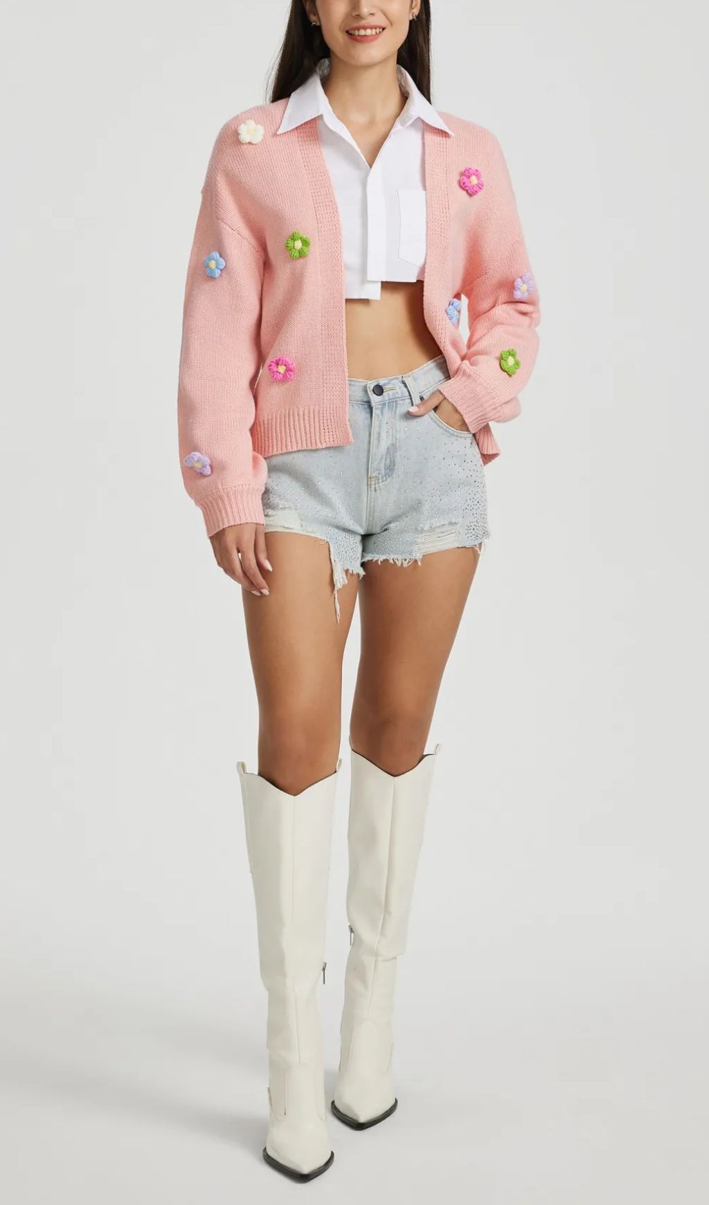 Knit Cardigan IN Pink