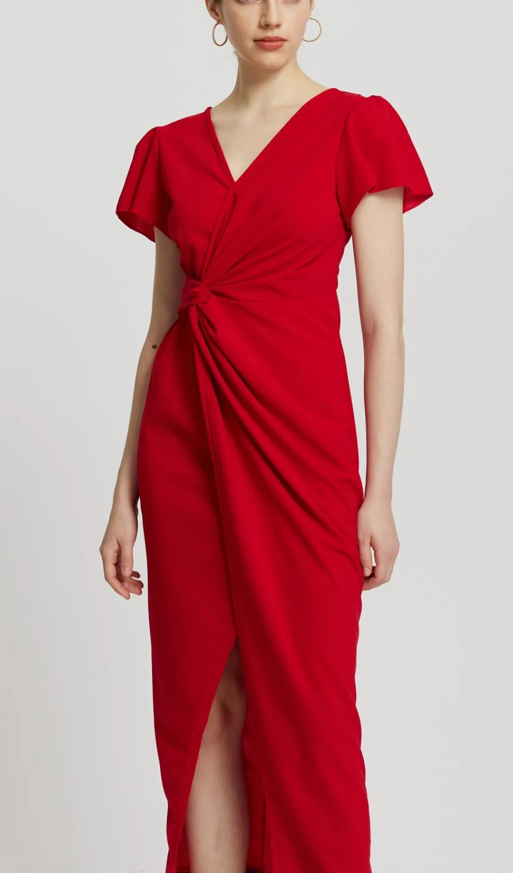 Knotted Bodycon Dress In Red