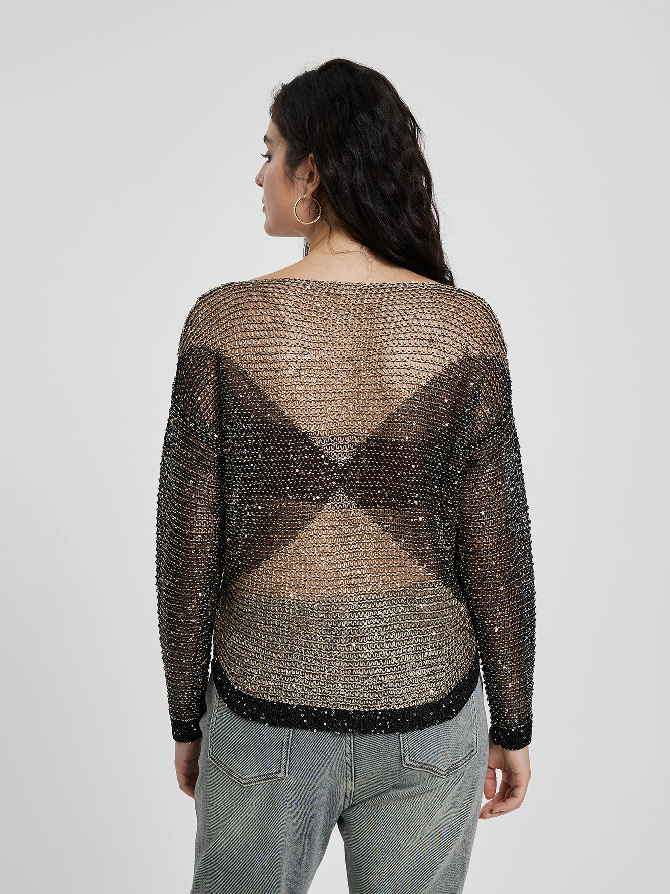 Sequinned Knit Pullover IN Gold
