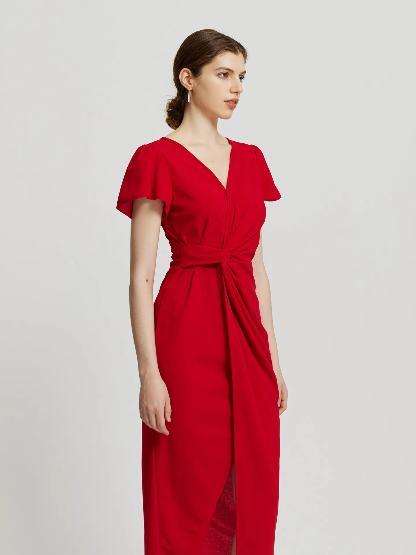 Knotted Bodycon Dress In Red