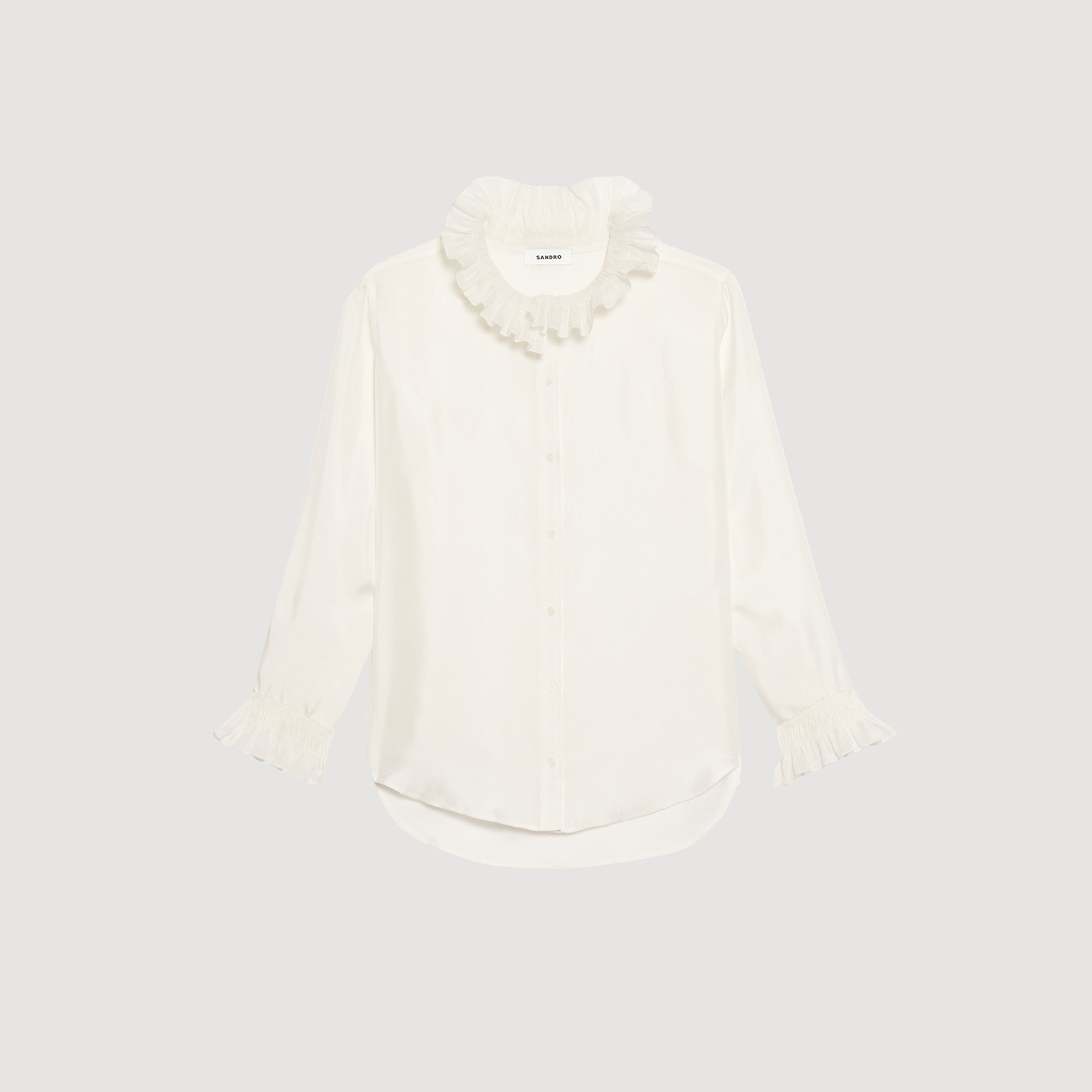 Silk shirt with gathered collar