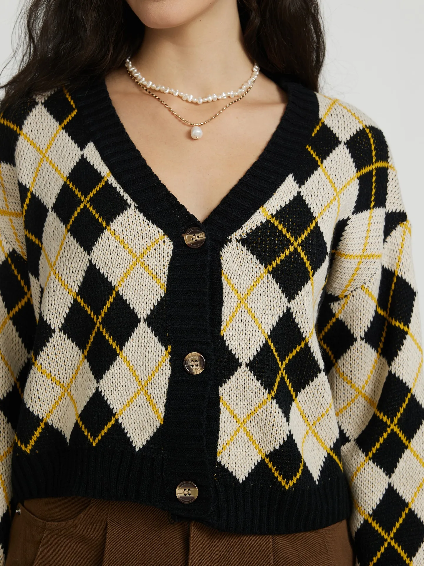 Buttoned Knit Cardigan in Apricot