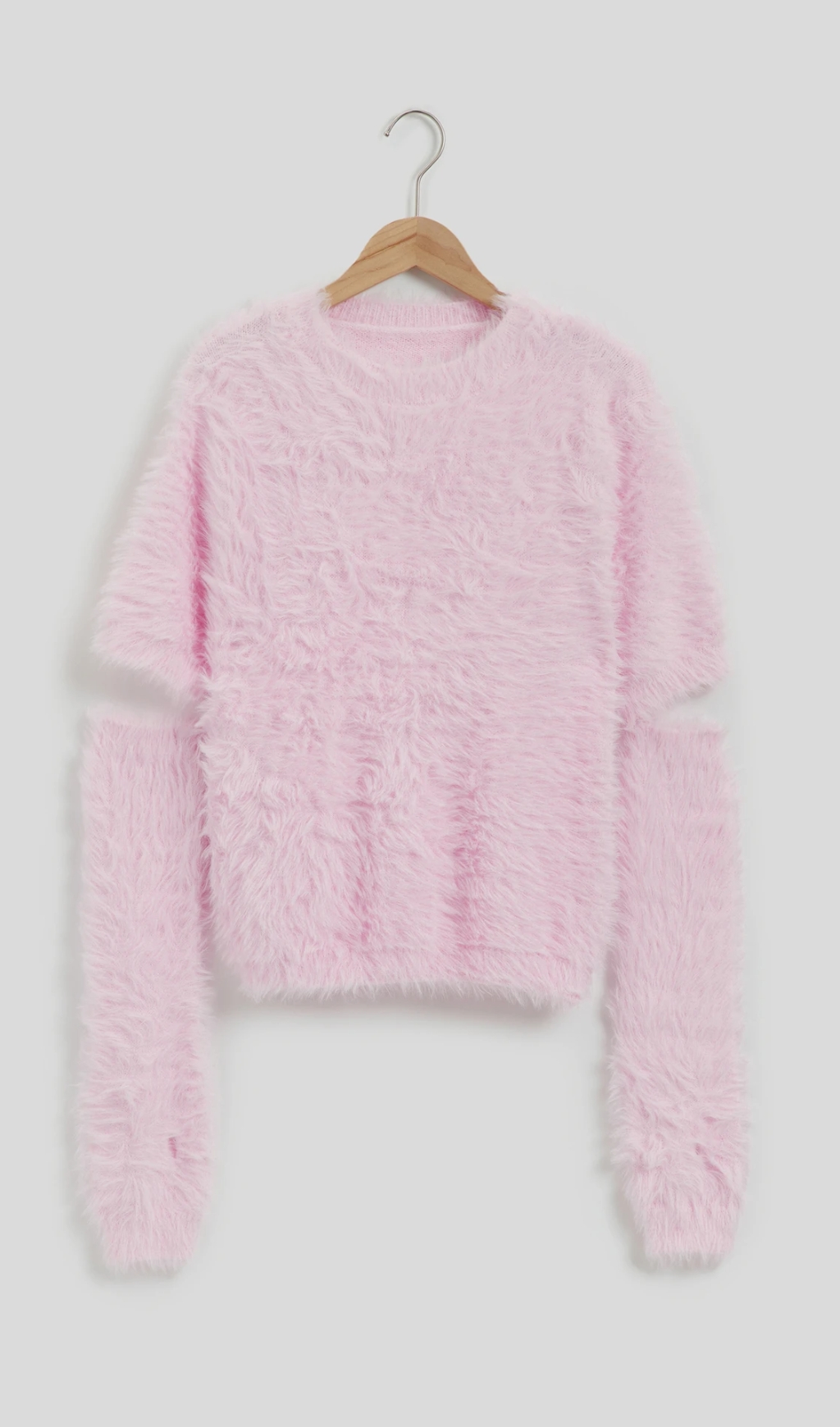 Feather Knit Pullover in pink
