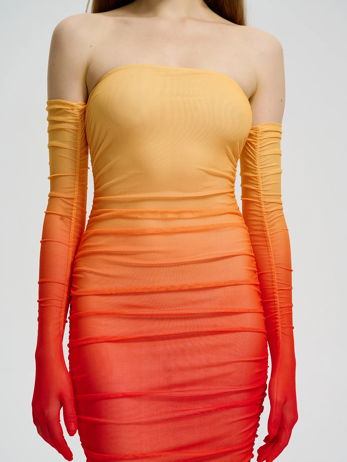 Draped Bodycon Dress in Orange