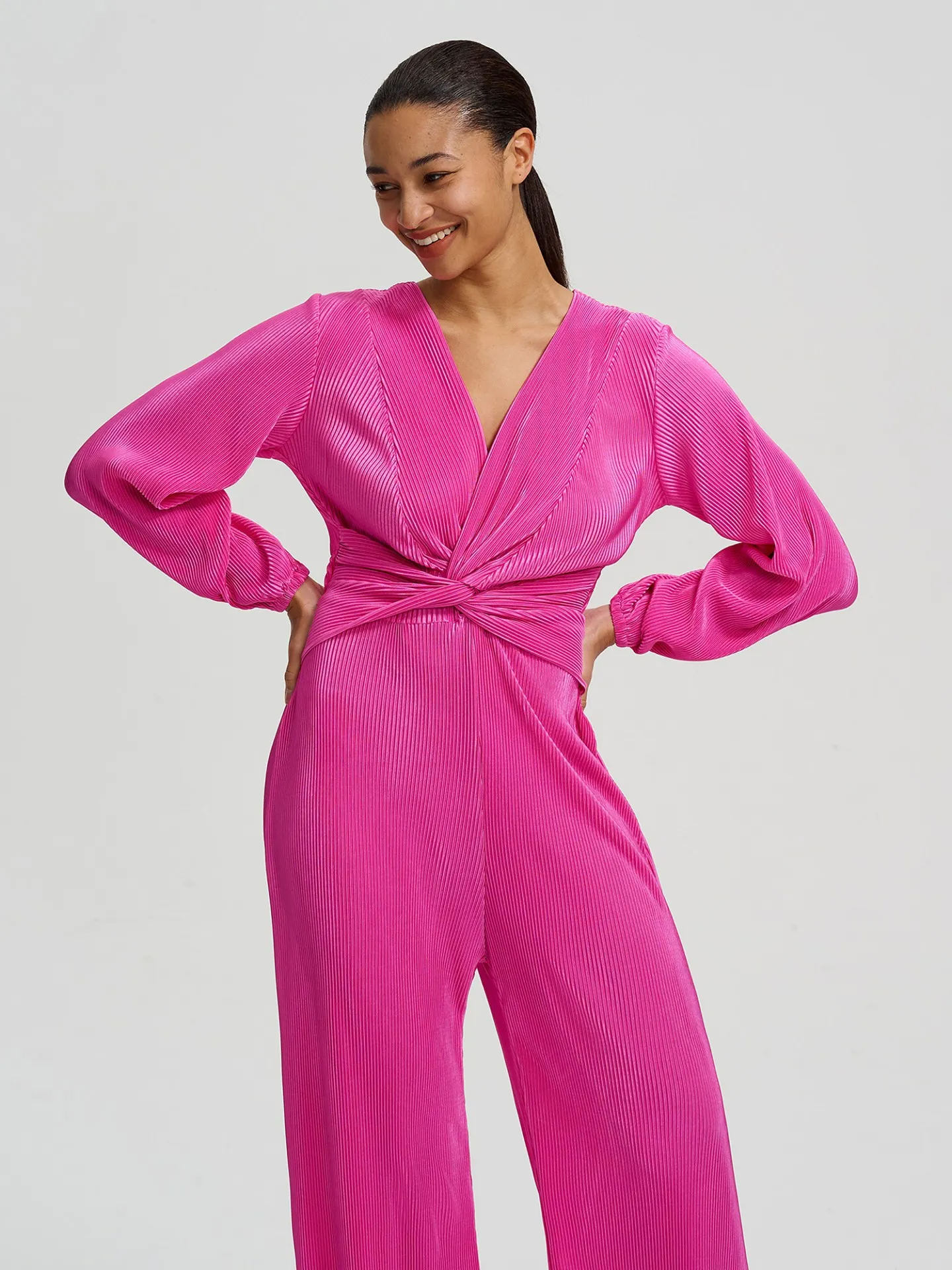 Knotted Jumpsuit in pot pink