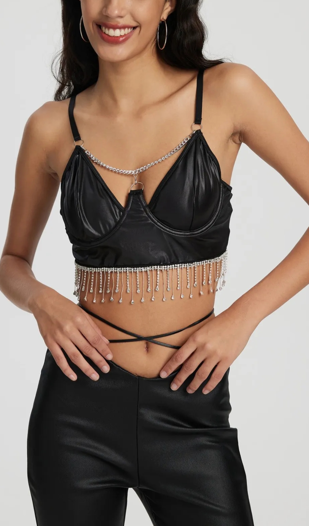 Fringed Cami Top in Black
