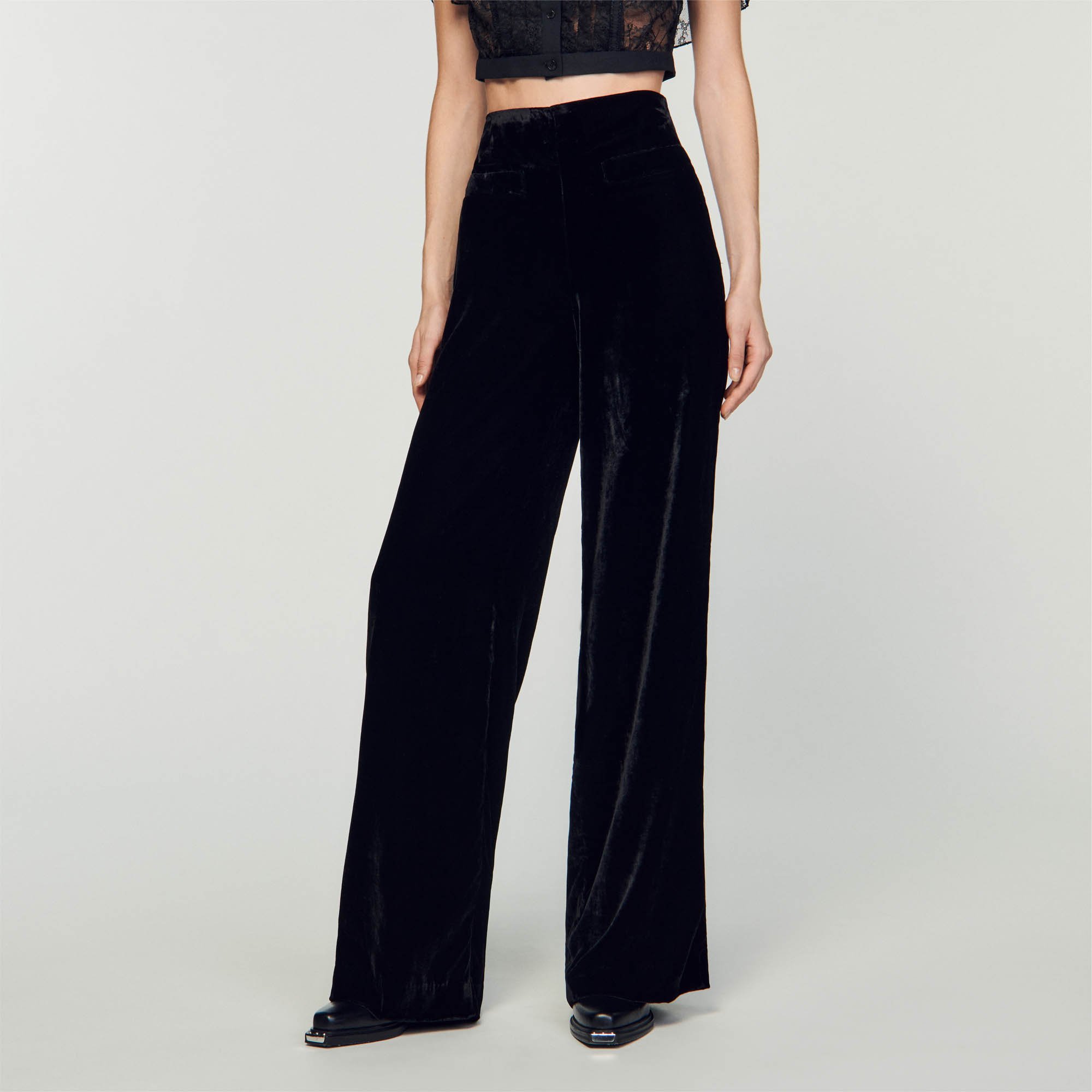 Wide-leg velvet pants
