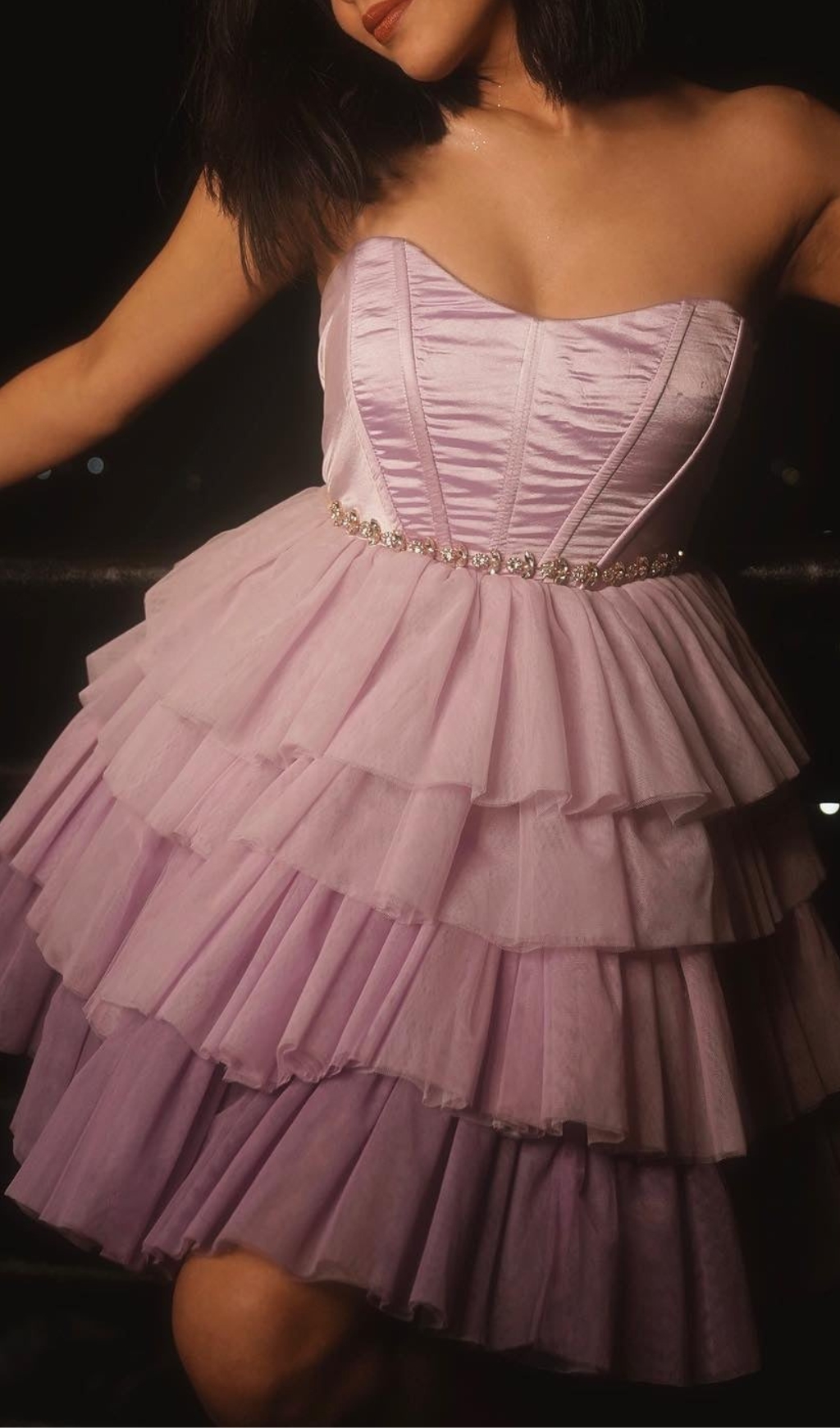 LAVENDER OMBRE RUFFLE TULLE CORSET
