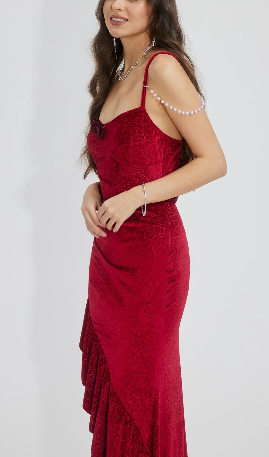 Ruffle Bodycon Dress In Red