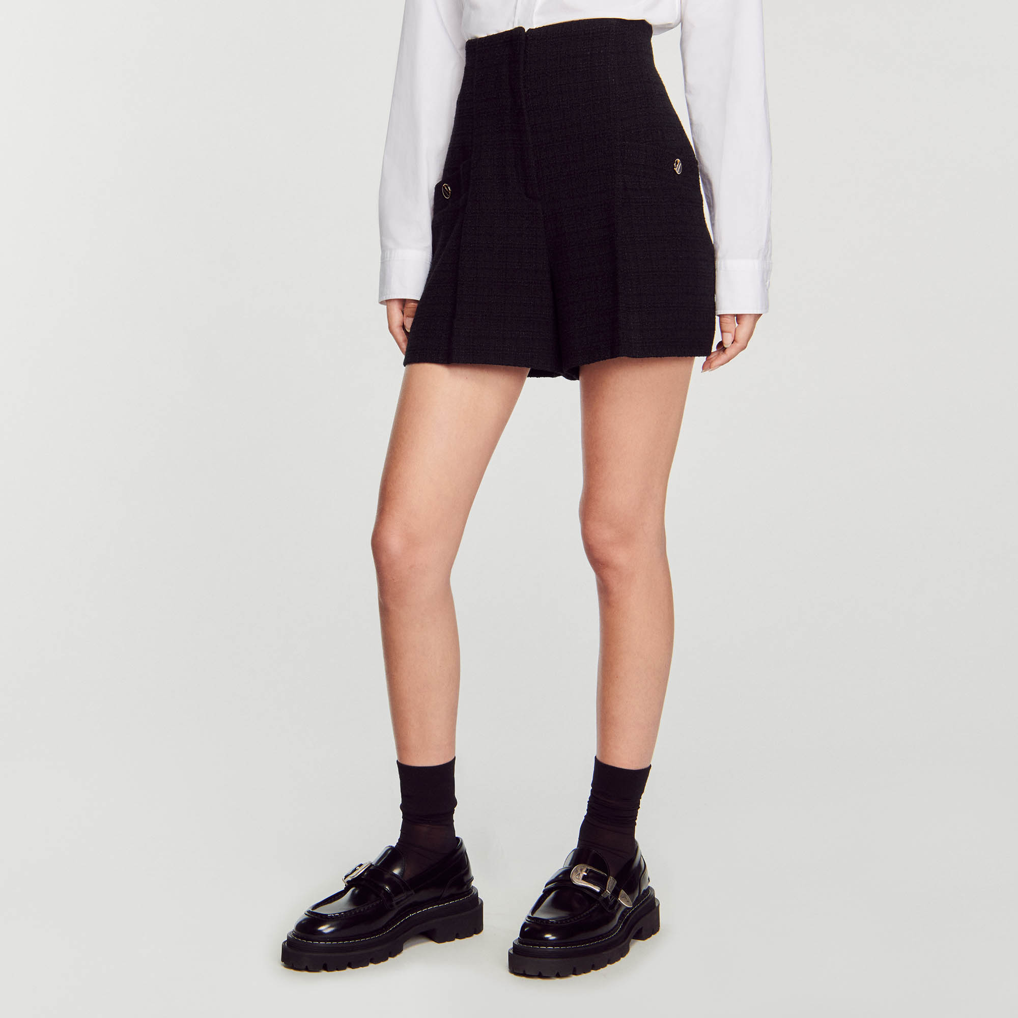 Tweed high-waisted shorts