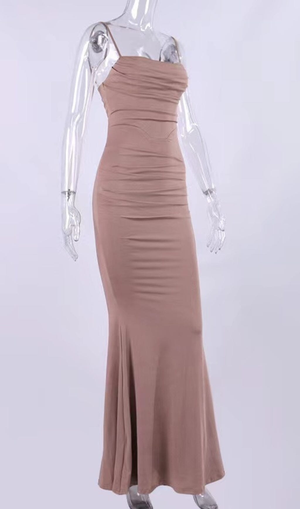 JERSEY CORSET MAXI DRESS IN ALMOND