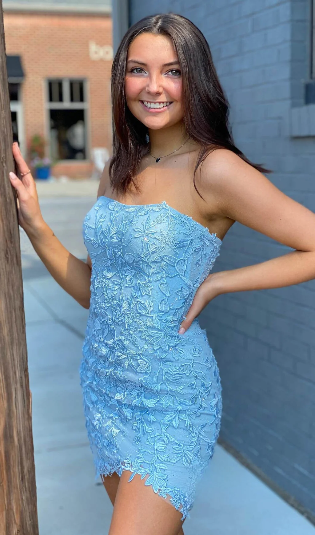 Sexy Bodycon Homecoming Dresses Strapless Tight Lace Mini Prom Dress SD1240S