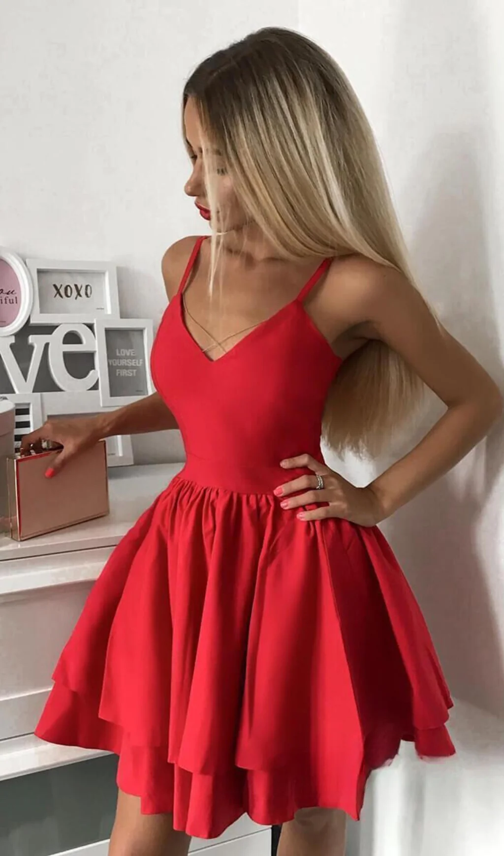 Spaghetti Strap Short Party Dresses Mini Cocktail Dress SD1067