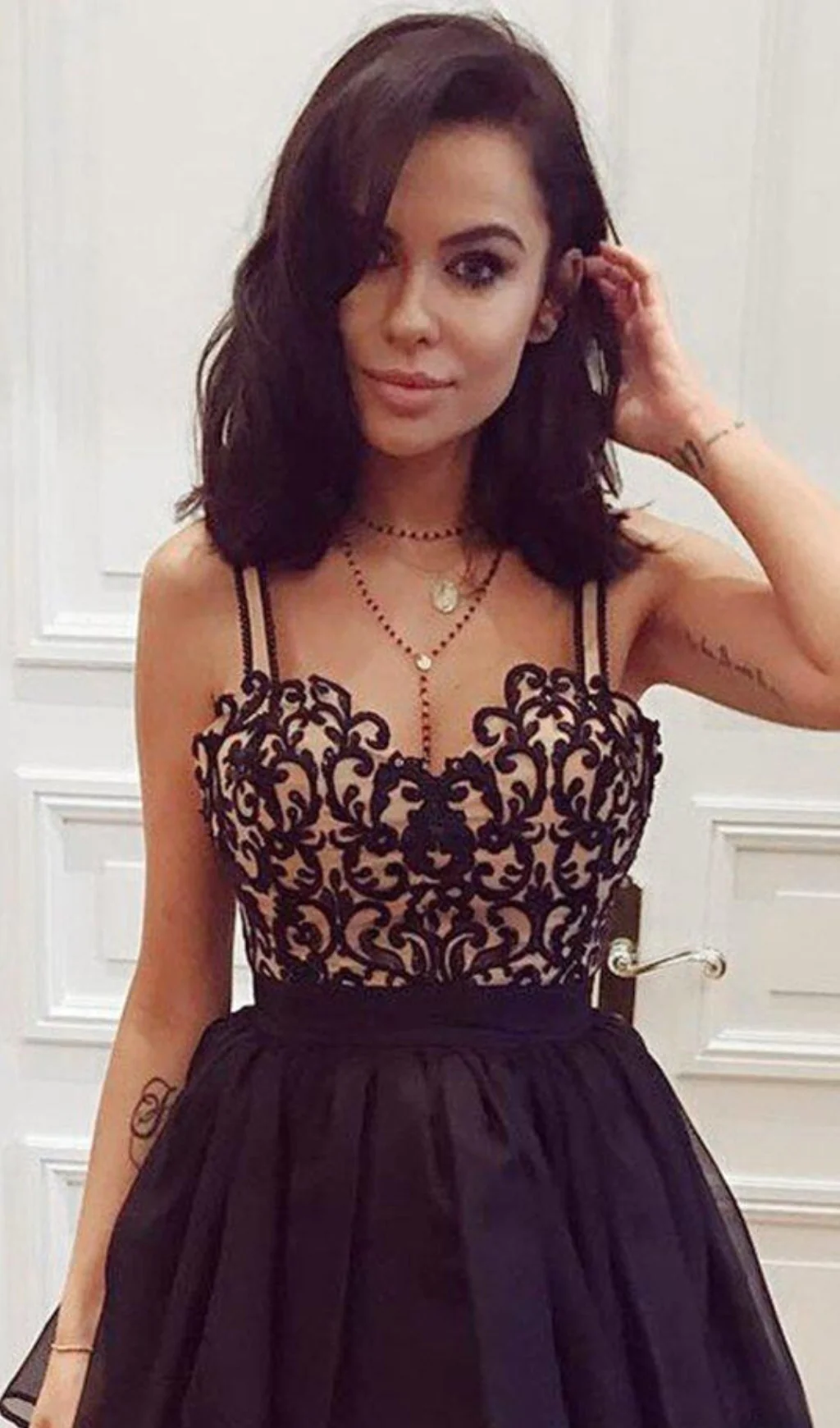 Mini Little Black Homecoming Dresses with Straps SD1106