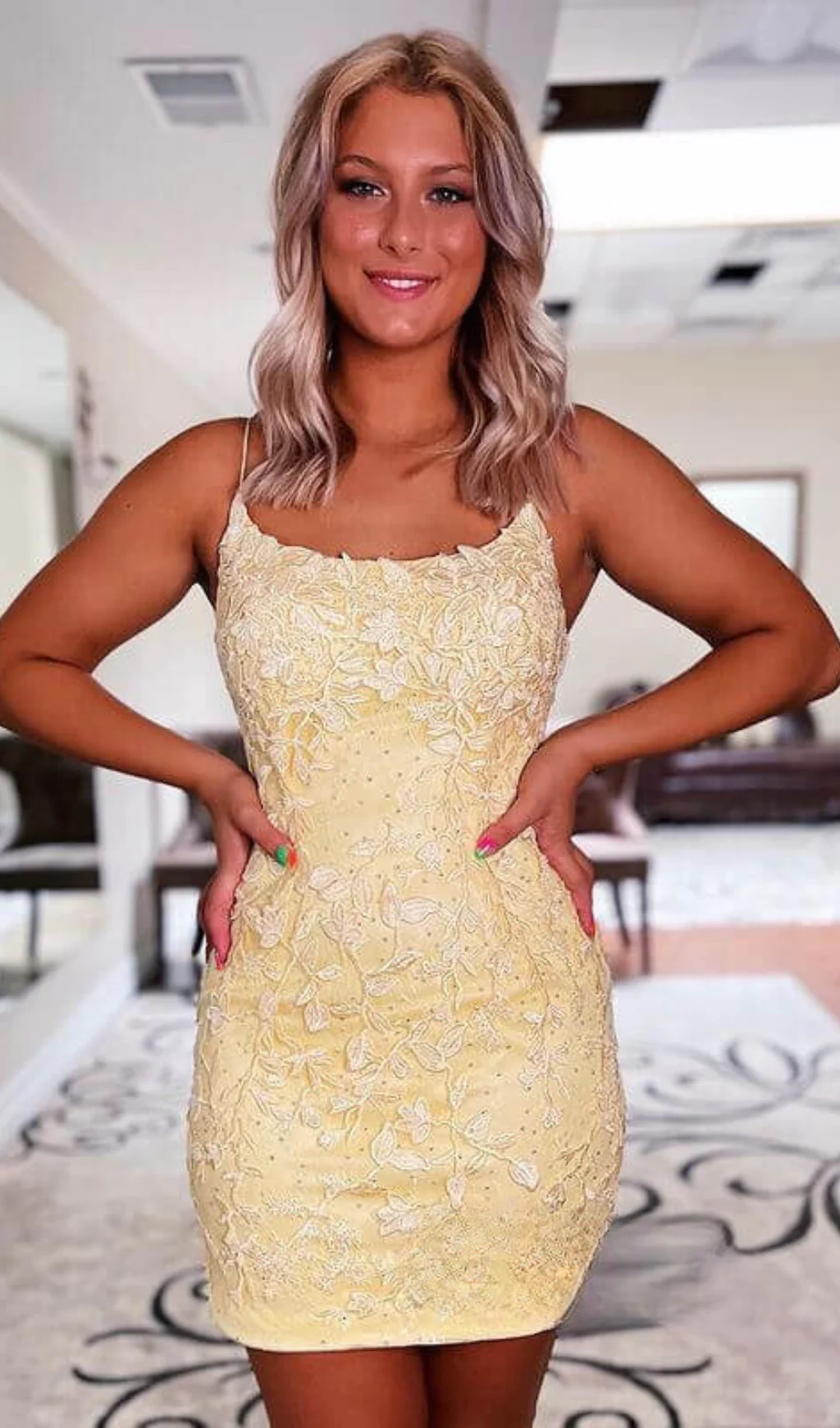 Bodycon Mini Homecoming Dress Tight Lace Short Prom Dresses SD1240B