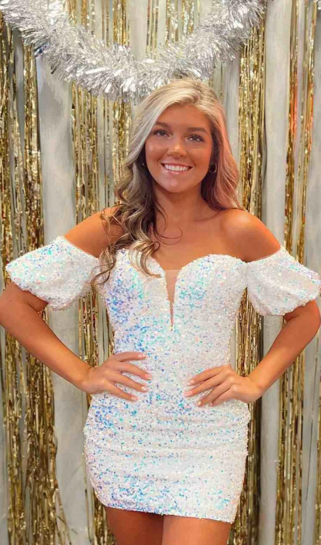 Red Sequin Homecoming Dresses Off the Shoulder Mini Cocktail Dress SD1519