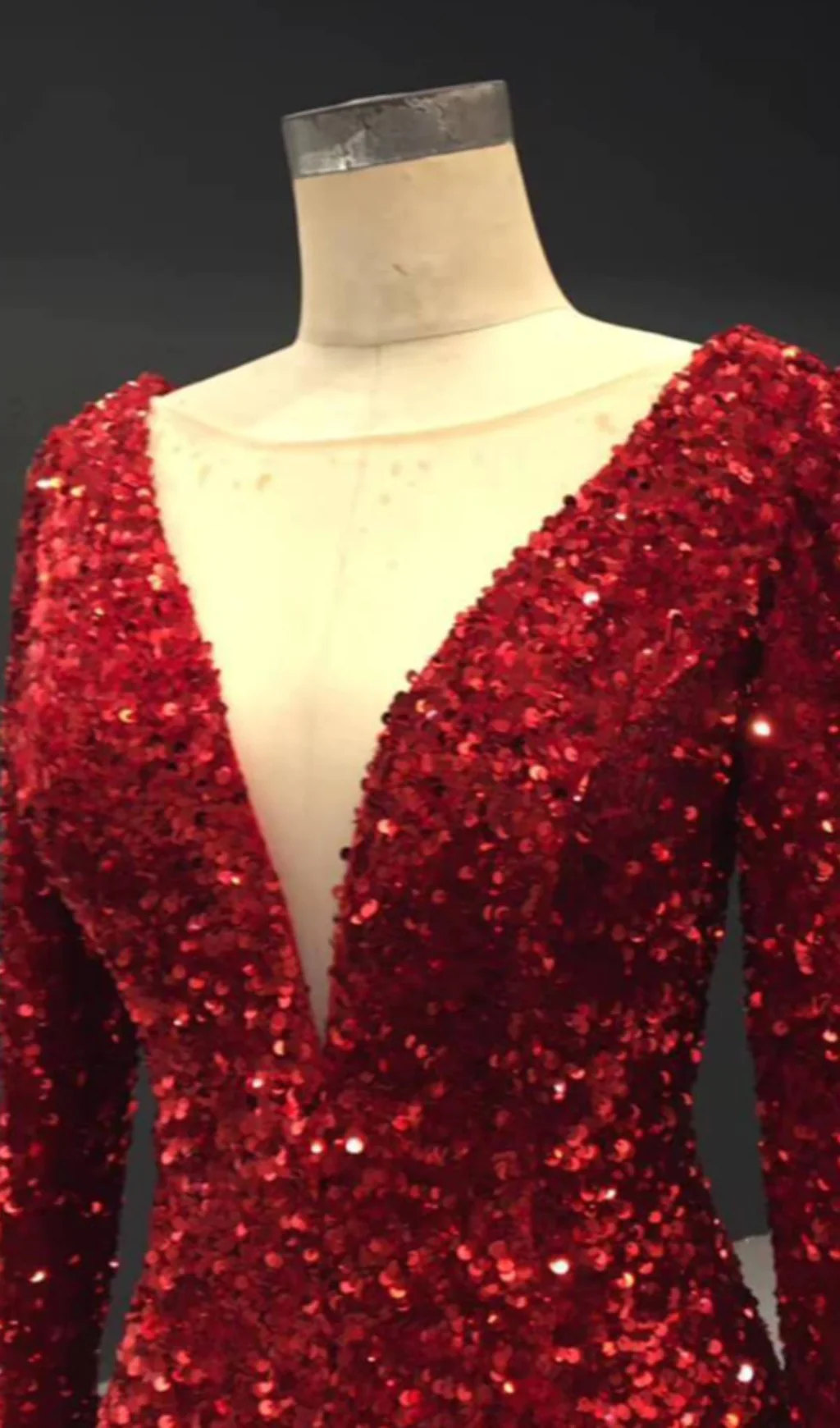 Mini Red Bodycon Cocktail Dress Long Sleeve Shimmering Party Dress FD1986B