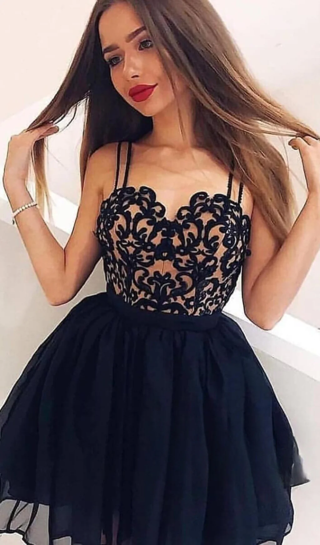 Mini Little Black Homecoming Dresses with Straps SD1106